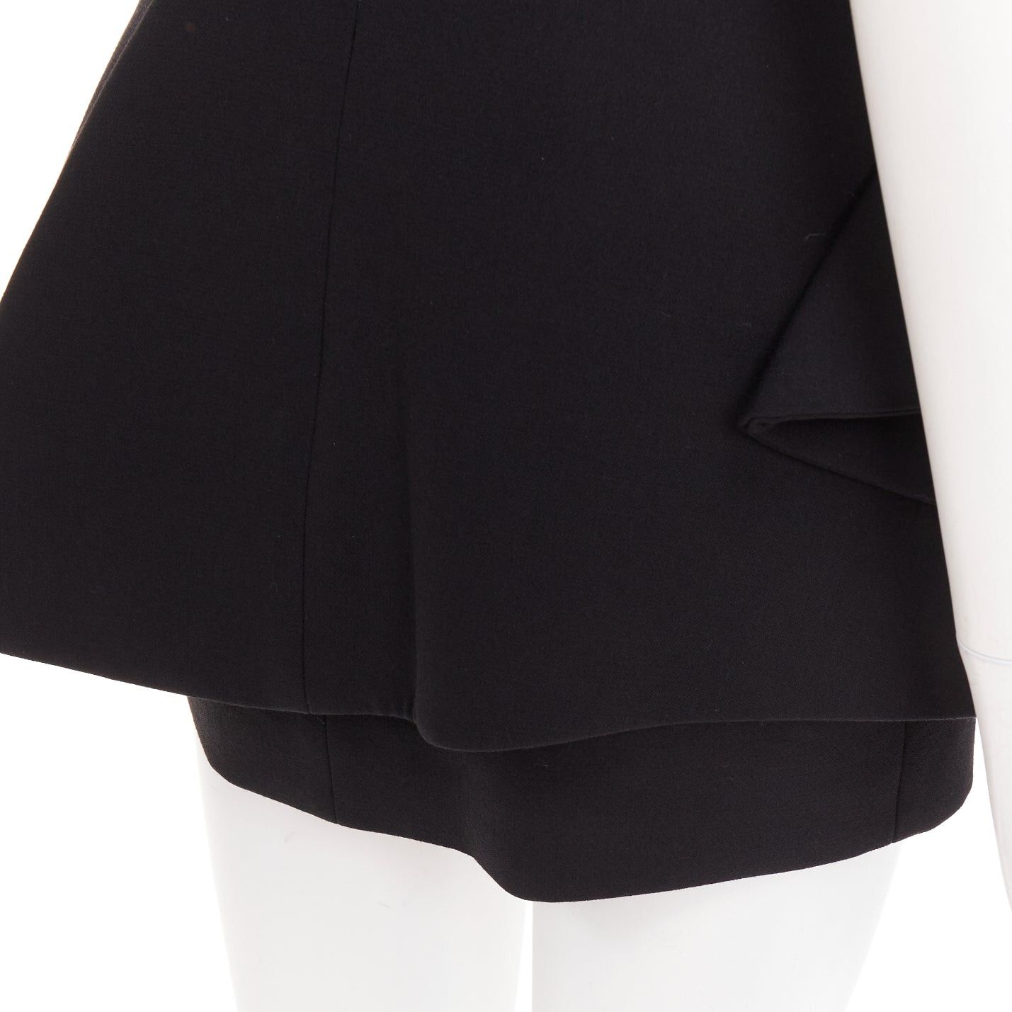 Alexandre Vauthier ALEXANDRE VAUTHIER black wool crepe asymmetric peplum ruffle dress Size S / US 4 / IT 40 - 10 Thumbnail