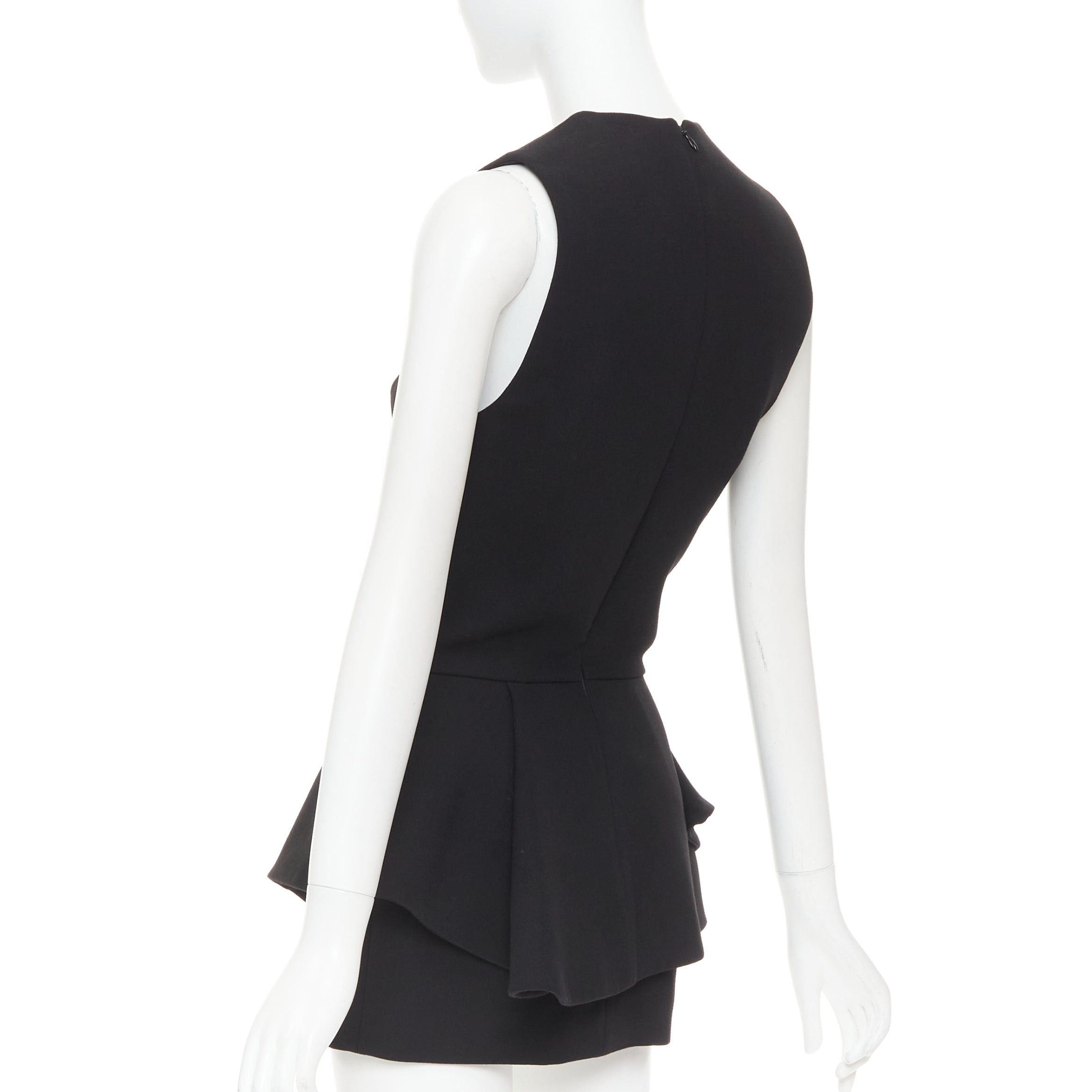 Alexandre Vauthier ALEXANDRE VAUTHIER black wool crepe asymmetric peplum ruffle dress Size S / US 4 / IT 40 - 6 Thumbnail