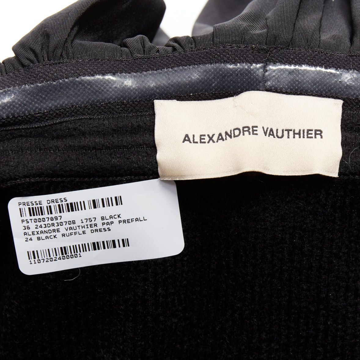 Alexandre Vauthier ALEXANDRE VAUTHIER 2024 black ribbed velour knit crystal trim ruffle mini dress Size S / US 4 / IT 40 - 9 Thumbnail