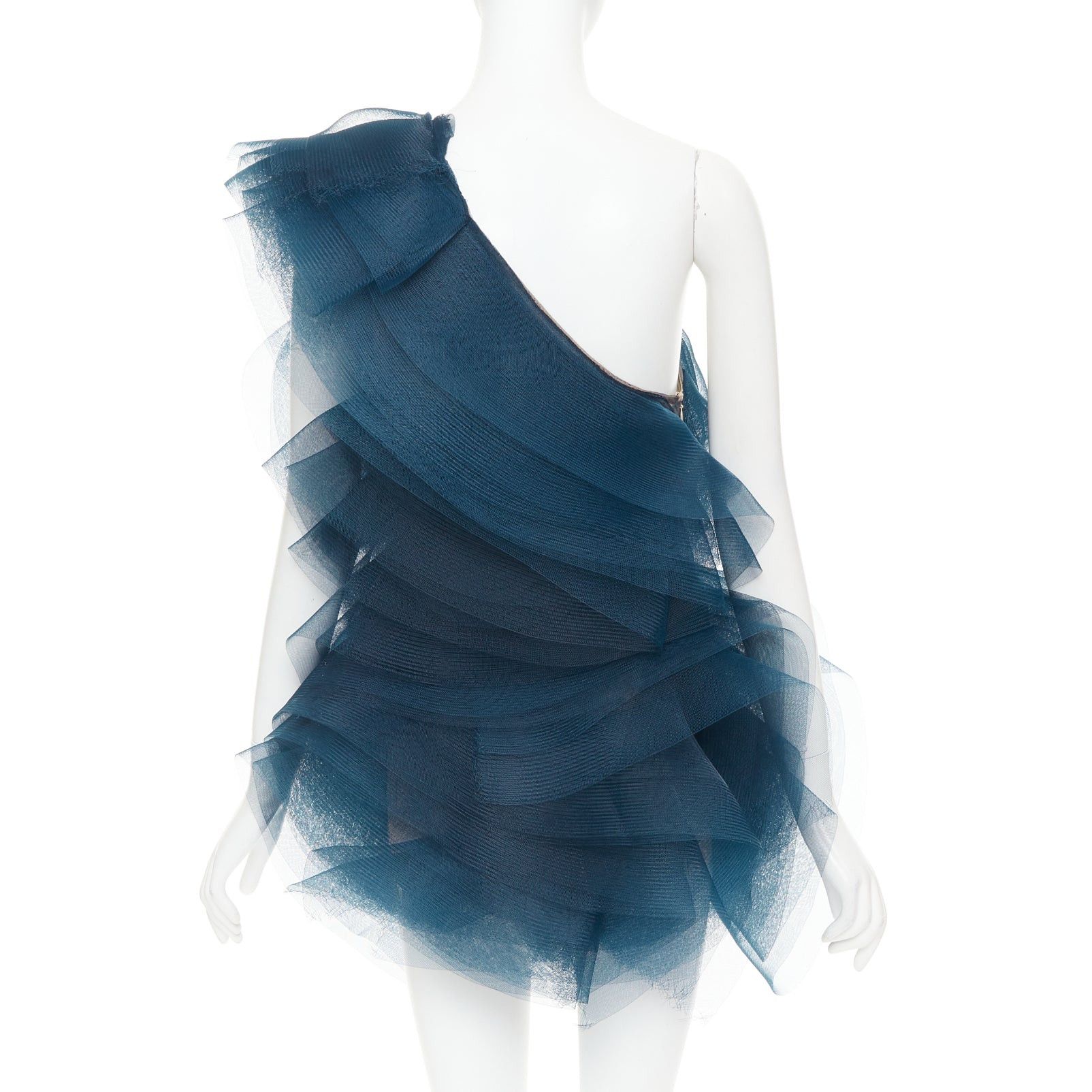 Alexandre Vauthier rare ALEXANDRE VAUTHIER COUTURE SS2014 Runway teal blue voluminous structured tulle ruffle mini dress Size S / US 4 / IT 40 - 5 Thumbnail