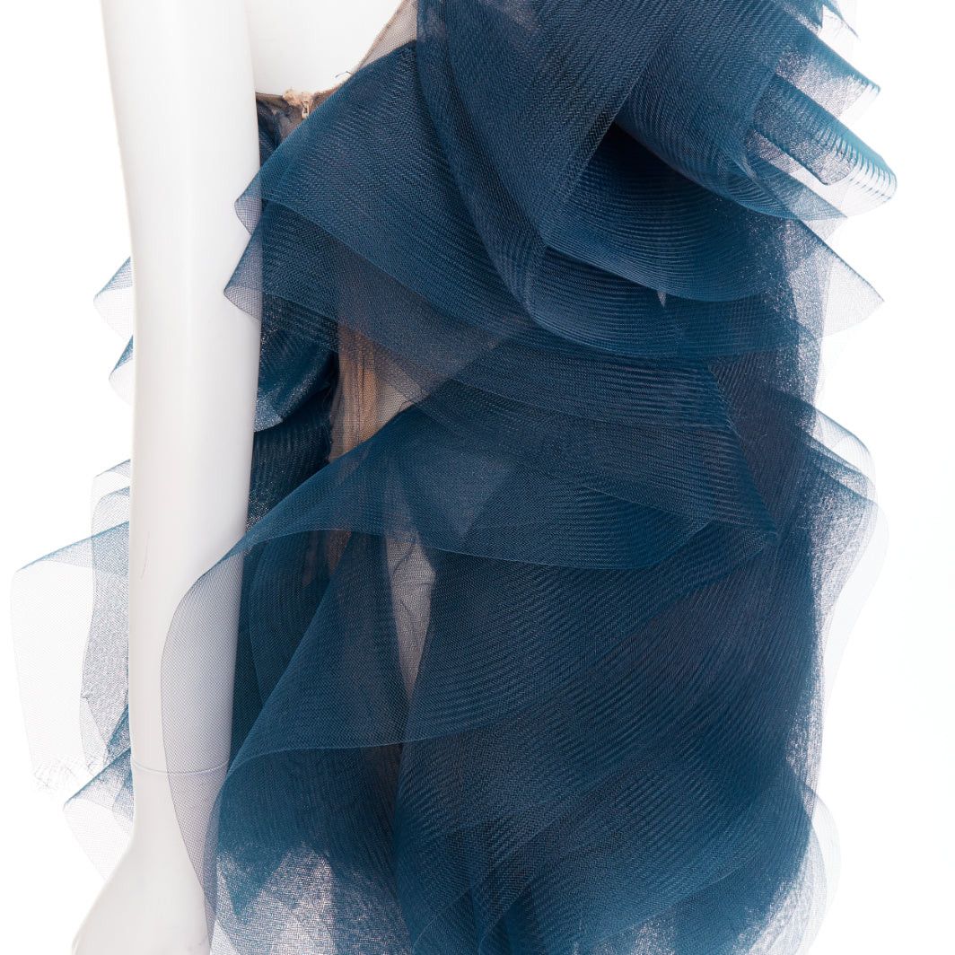 Alexandre Vauthier rare ALEXANDRE VAUTHIER COUTURE SS2014 Runway teal blue voluminous structured tulle ruffle mini dress Size S / US 4 / IT 40 - 9 Thumbnail