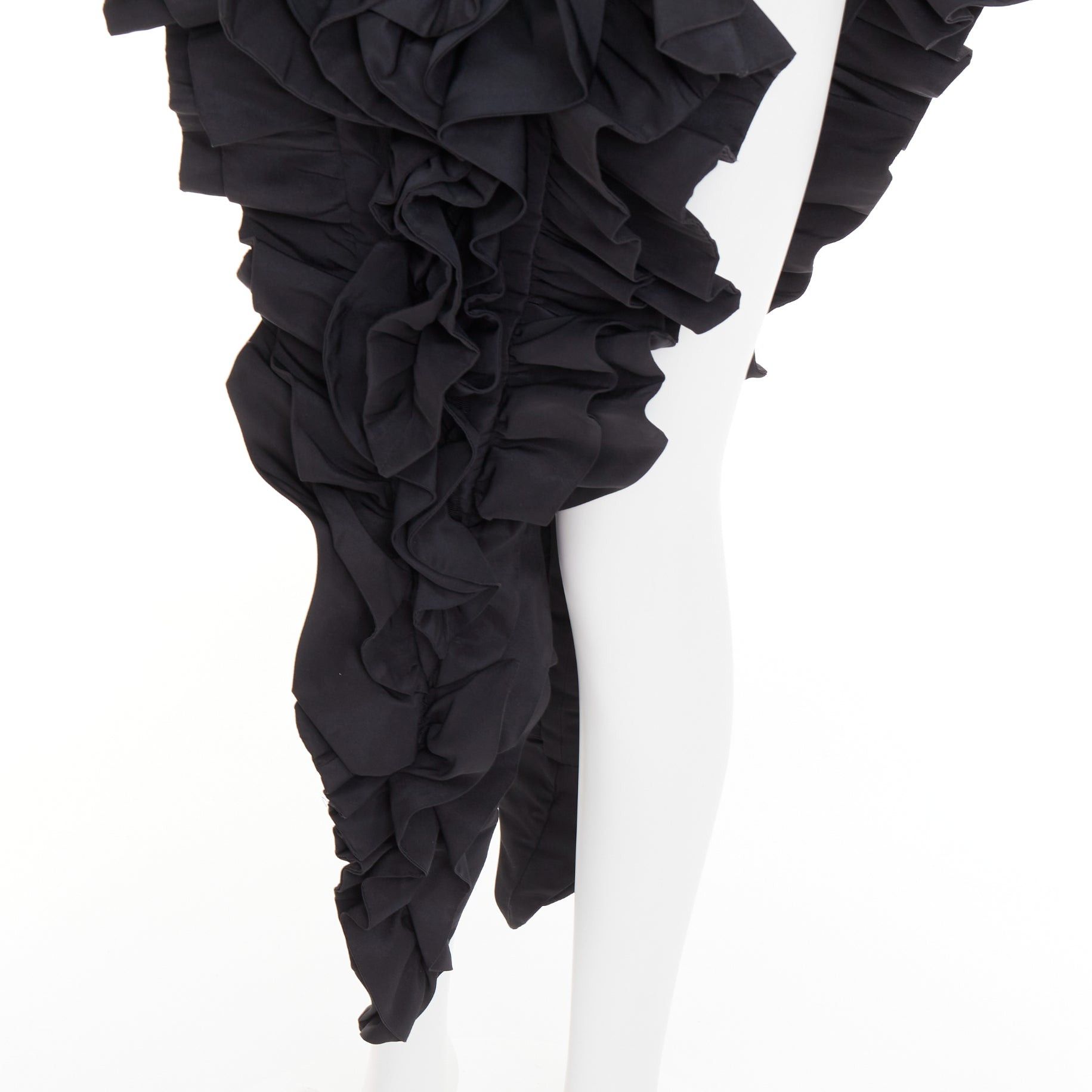 Alexandre Vauthier rare ALEXANDRE VAUTHIER COUTURE black velvet taffeta ruffle high slit bodysuit dress Size S / US 4 / IT 40 - 8 Thumbnail