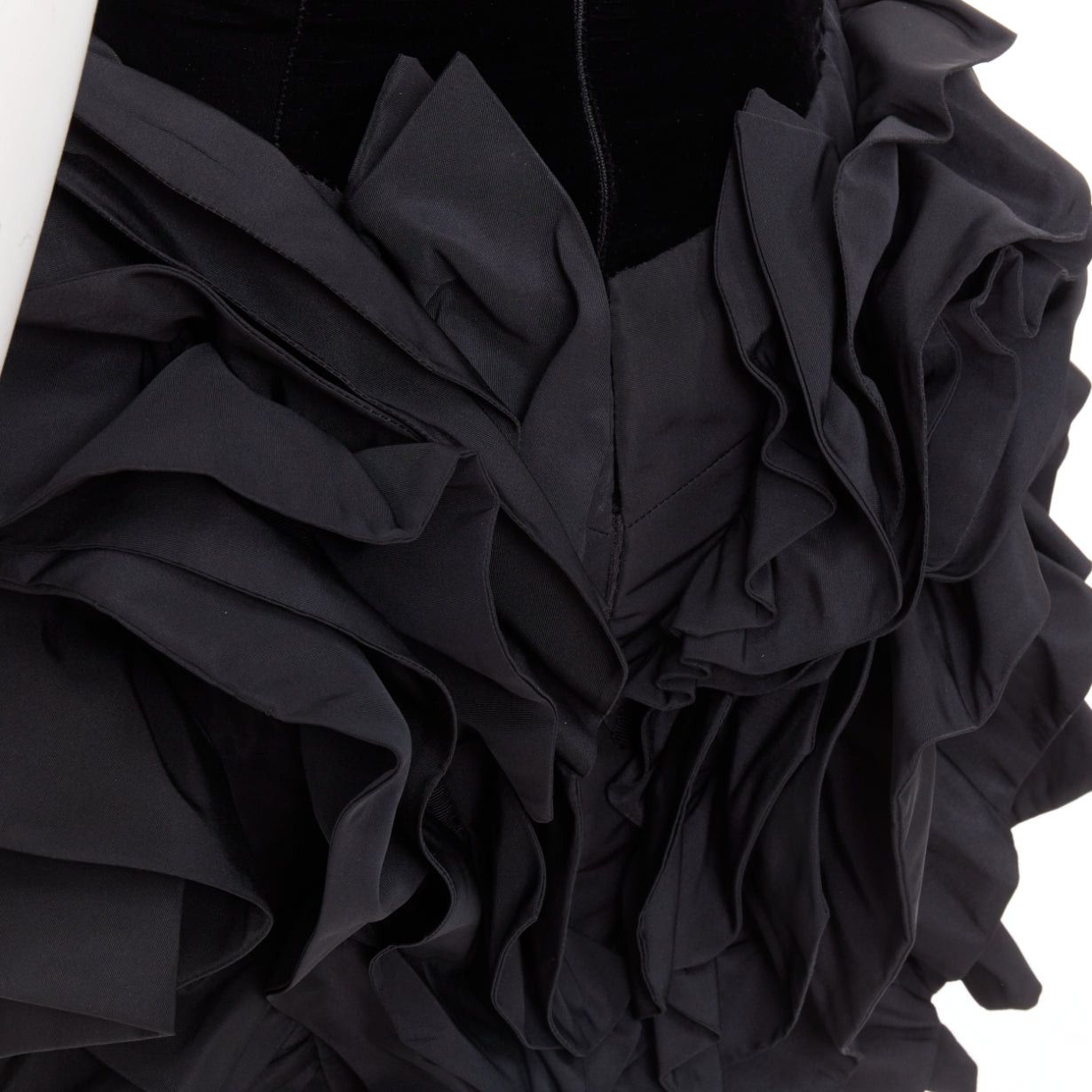Alexandre Vauthier rare ALEXANDRE VAUTHIER COUTURE black velvet taffeta ruffle high slit bodysuit dress Size S / US 4 / IT 40 - 9 Thumbnail