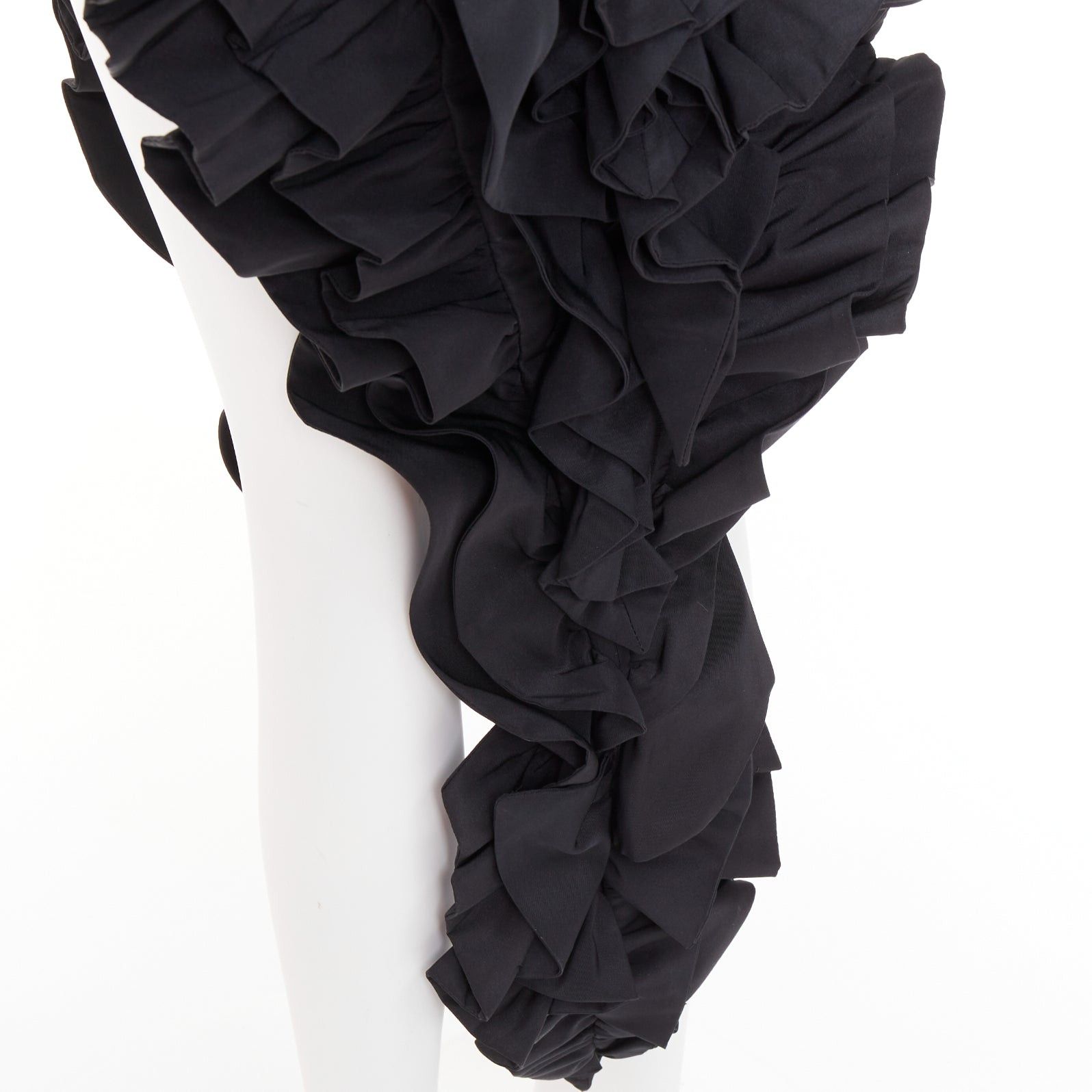Alexandre Vauthier rare ALEXANDRE VAUTHIER COUTURE black velvet taffeta ruffle high slit bodysuit dress Size S / US 4 / IT 40 - 10 Thumbnail