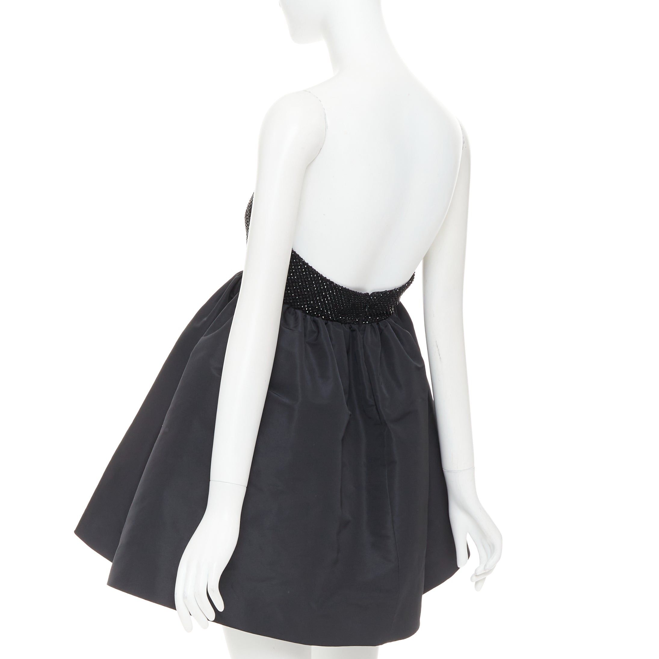 Alexandre Vauthier ALEXANDRE VAUTHIER black crystal strass bust flared taffeta babydoll dress Size S / US 4 / IT 40 - 6 Thumbnail