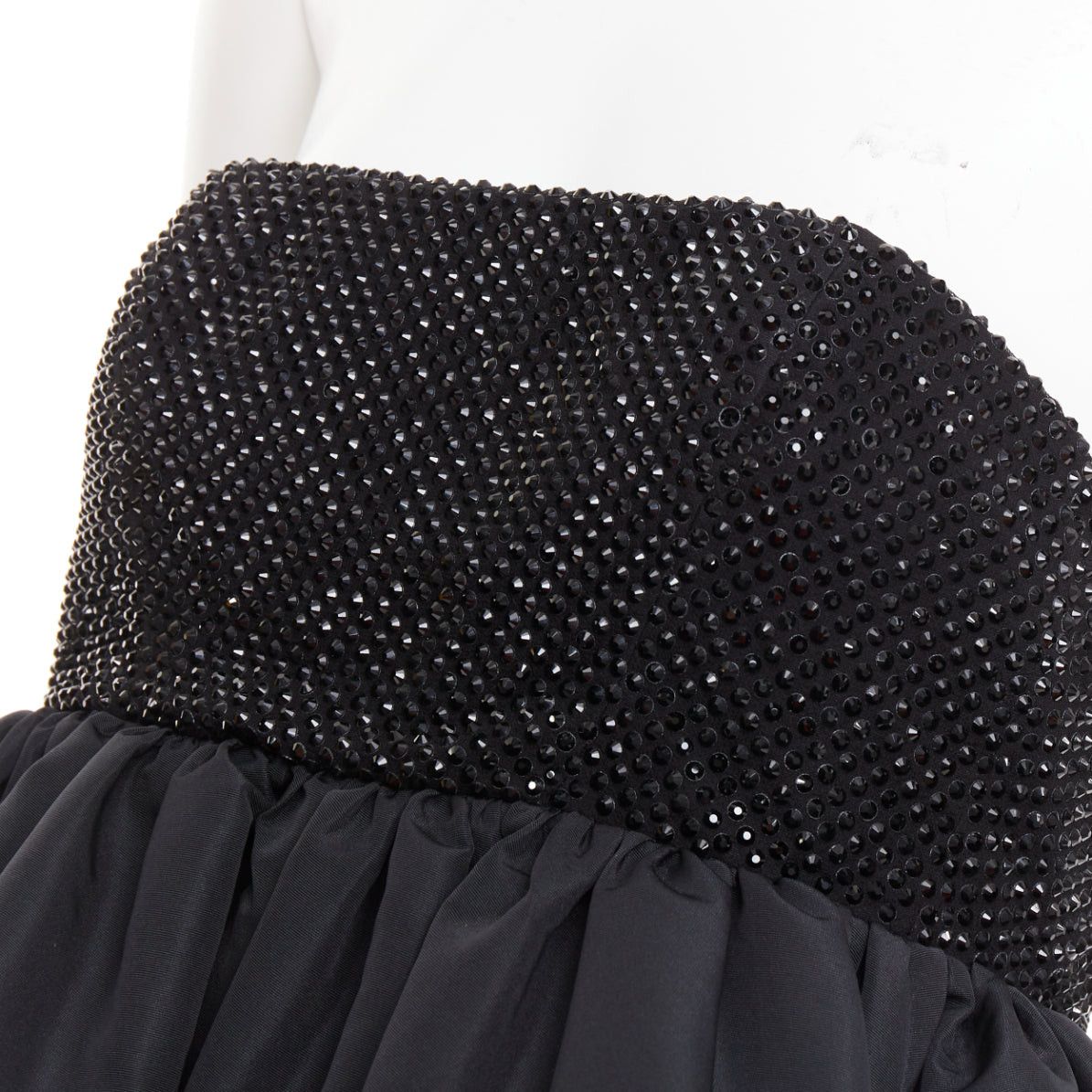 Alexandre Vauthier ALEXANDRE VAUTHIER black crystal strass bust flared taffeta babydoll dress Size S / US 4 / IT 40 - 2 Thumbnail
