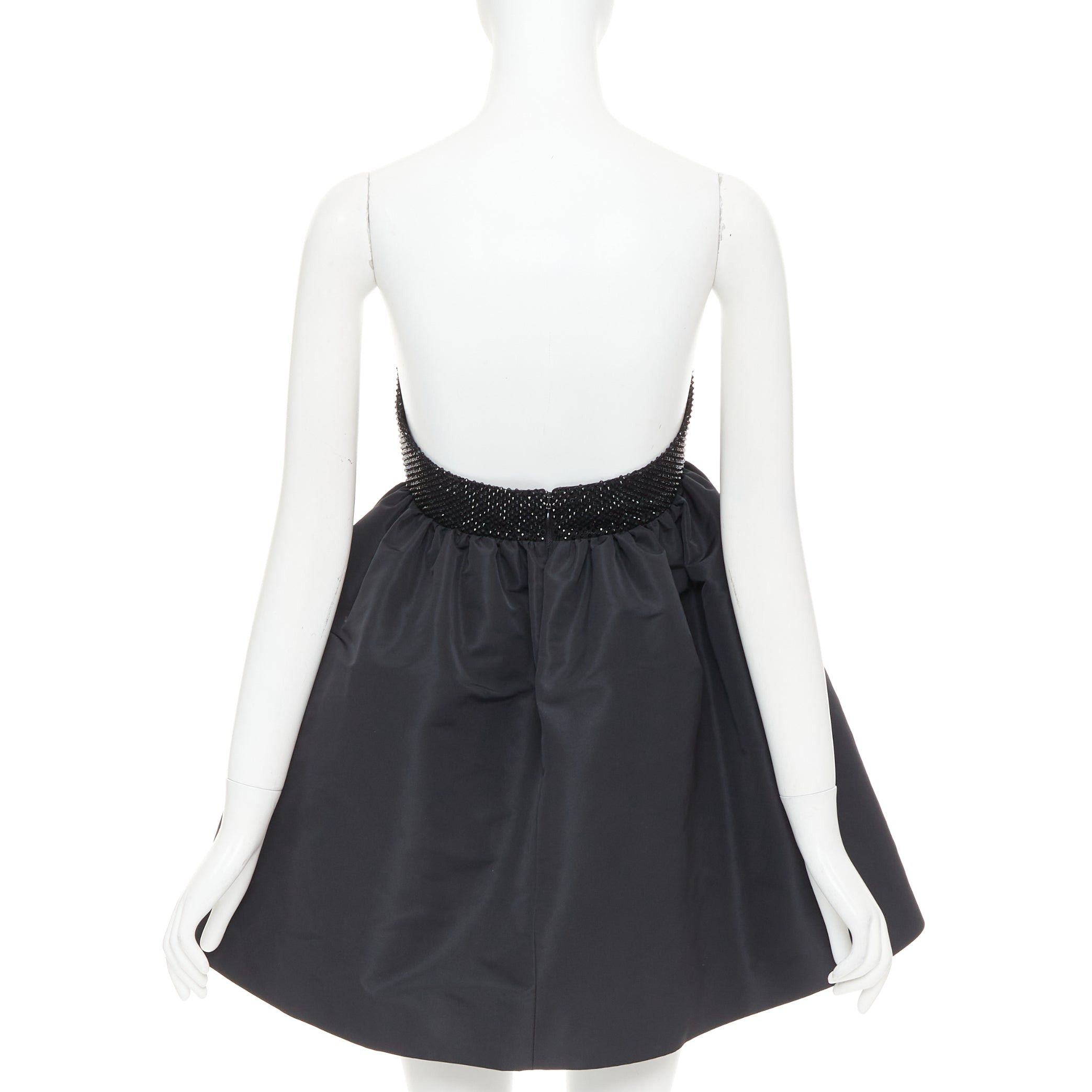 Alexandre Vauthier ALEXANDRE VAUTHIER black crystal strass bust flared taffeta babydoll dress Size S / US 4 / IT 40 - 5 Thumbnail