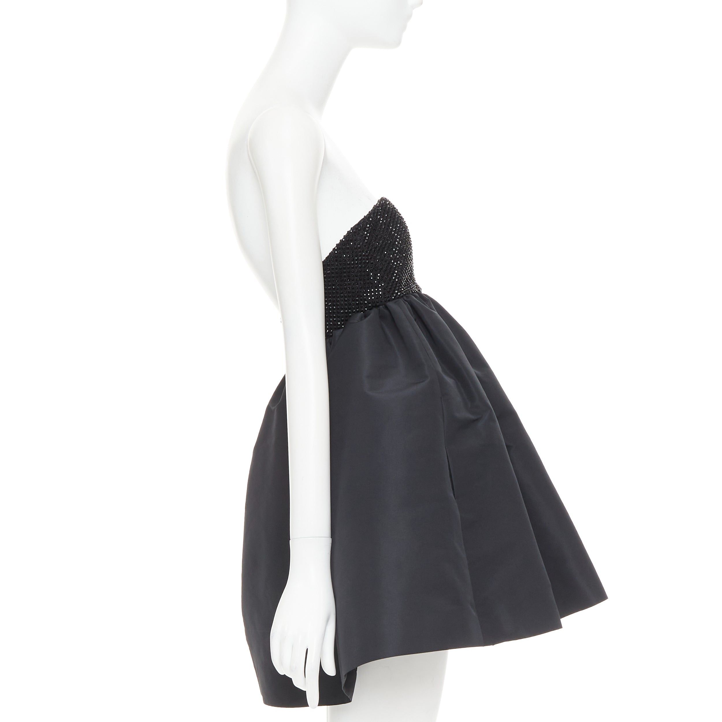 Alexandre Vauthier ALEXANDRE VAUTHIER black crystal strass bust flared taffeta babydoll dress Size S / US 4 / IT 40 - 4 Thumbnail
