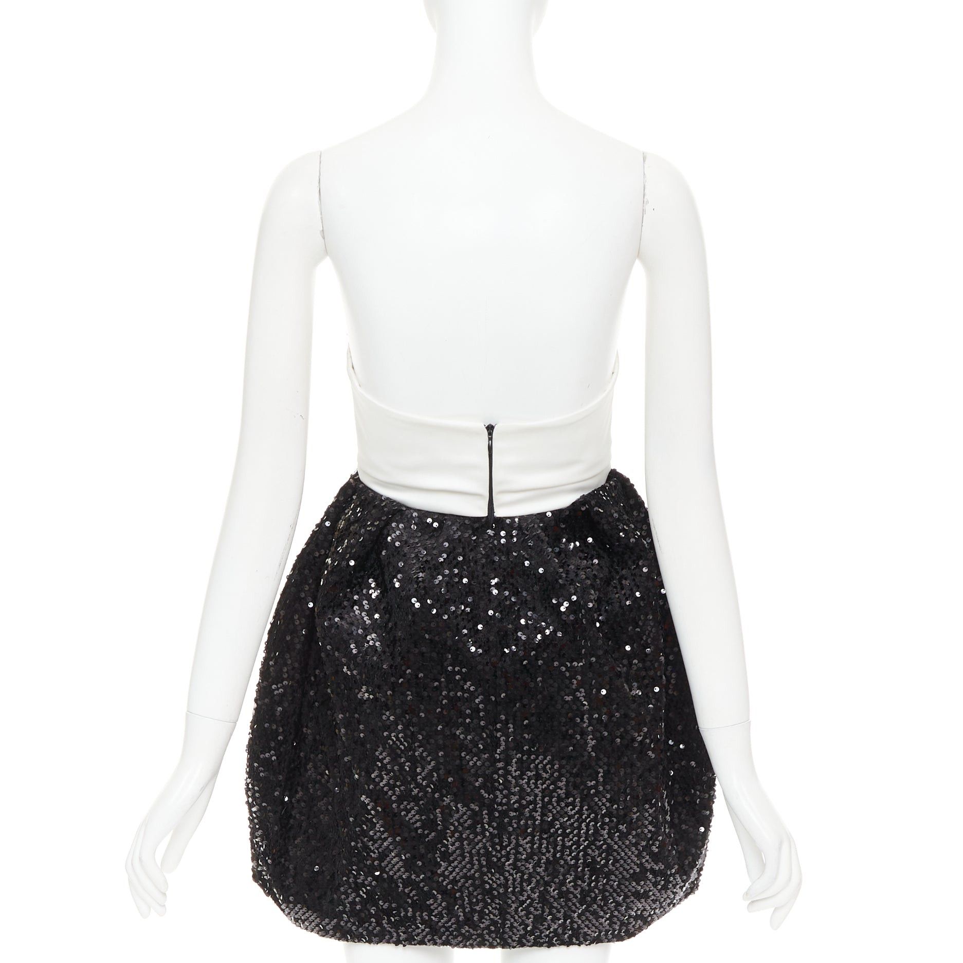 Alexandre Vauthier ALEXANDRE VAUTHIER SS2019 white satin bow black sequin mini dress Size S / US 4 / IT 40 - 5 Thumbnail