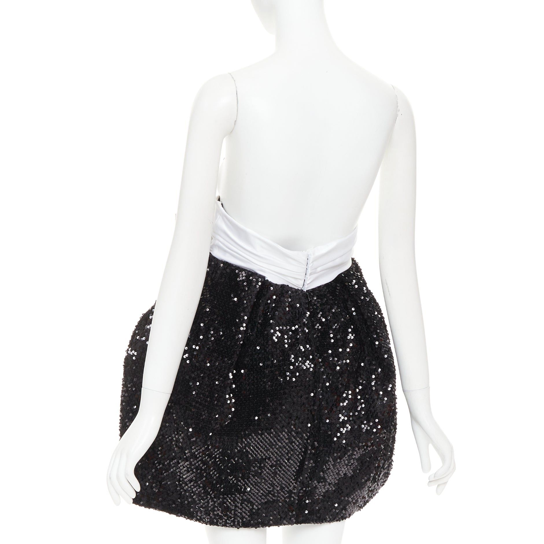 Alexandre Vauthier ALEXANDRE VAUTHIER SS2019 Runway white satin bow black sequin pouf mini dress Size S / US 4 / IT 40 - 6 Thumbnail