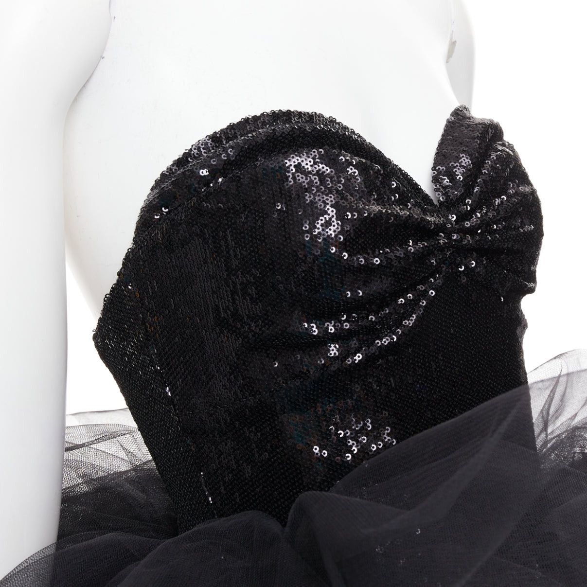Alexandre Vauthier ALEXANDRE VAUTHIER black sequin sweetheart ballerina tulle skirt mini dress Size S / US 4 / IT 40 - 2 Thumbnail