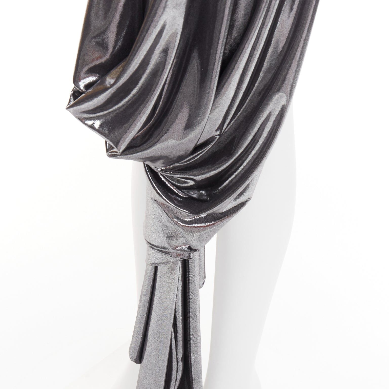 Alexandre Vauthier ALEXANDRE VAUTHIER SS2024 Runway metallic silver liquid metal asymmetric drape dress Size S / US 4 / IT 40 - 8 Thumbnail