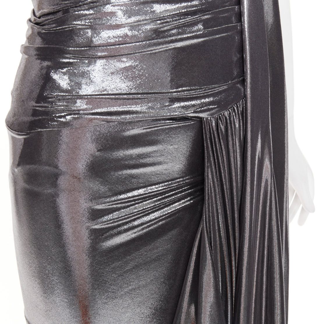 Alexandre Vauthier ALEXANDRE VAUTHIER SS2024 Runway metallic silver liquid metal asymmetric drape dress Size S / US 4 / IT 40 - 7 Thumbnail