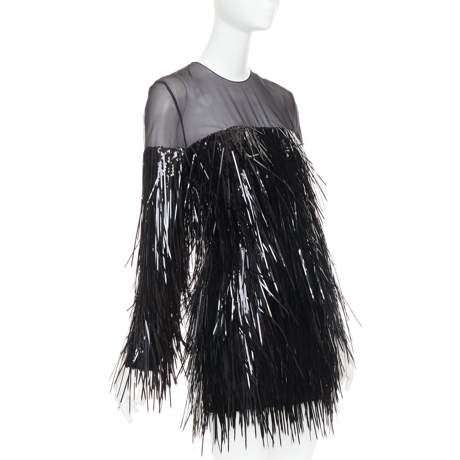 Alexandre Vauthier ALEXANDRE VAUTHIER COUTURE AW2022 Runway black long paillette sequinned sheer yoke dress Size S / US 4 / IT 40 - 3 Thumbnail