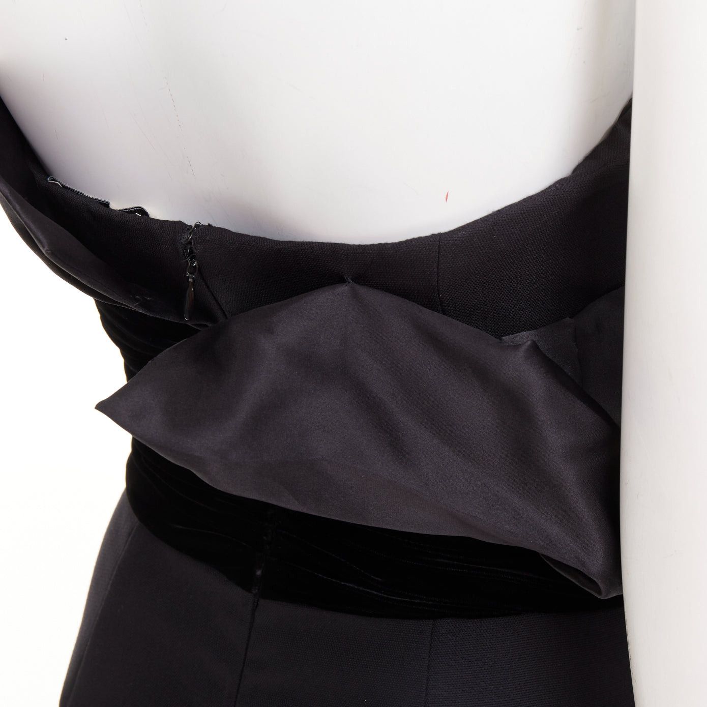 Alexandre Vauthier ALEXANDRE VAUTHIER black crystal pave brooch velvet belt satin strapless dress Size S / US 4 / IT 40 - 8 Thumbnail