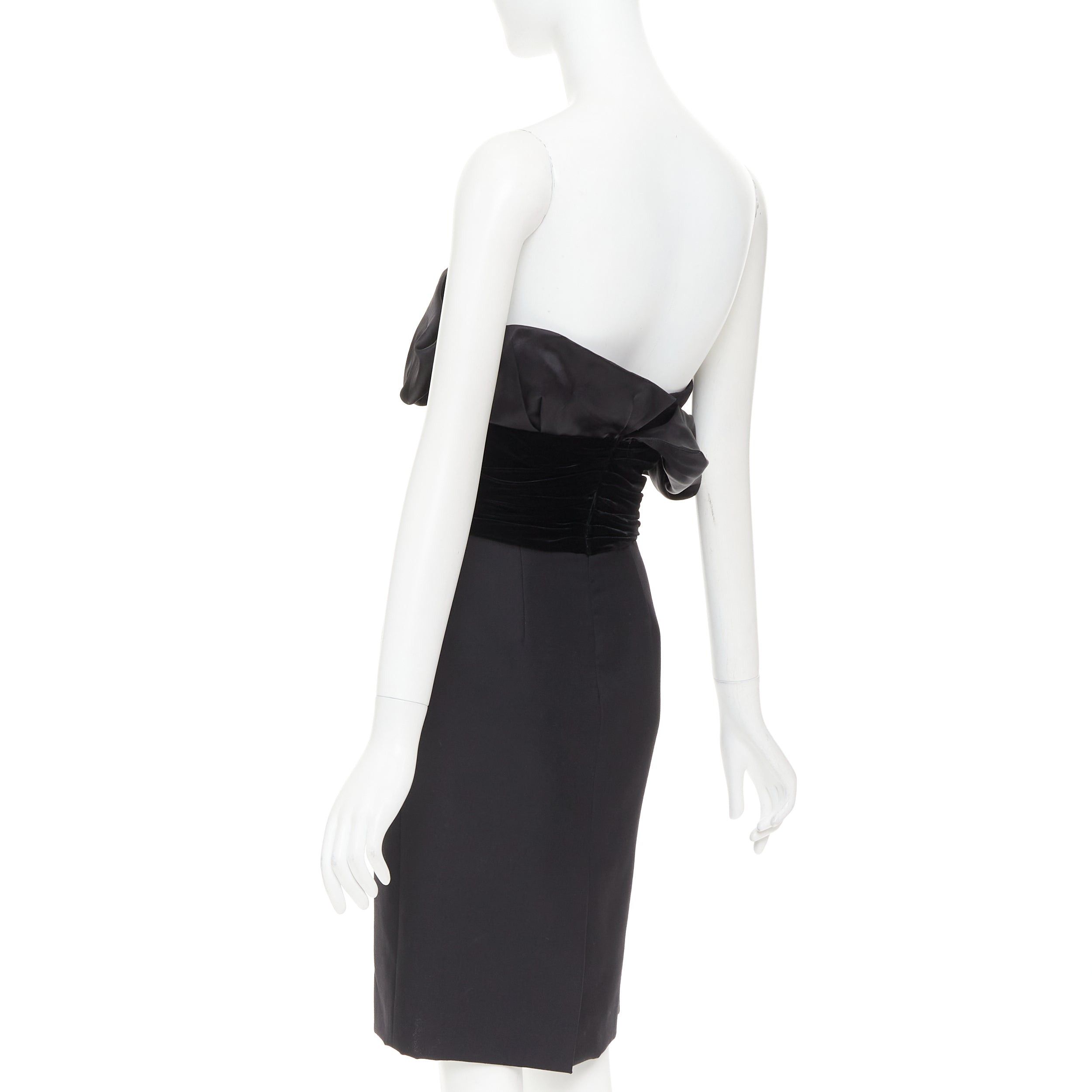 Alexandre Vauthier ALEXANDRE VAUTHIER black crystal pave brooch velvet belt satin strapless dress Size S / US 4 / IT 40 - 6 Thumbnail