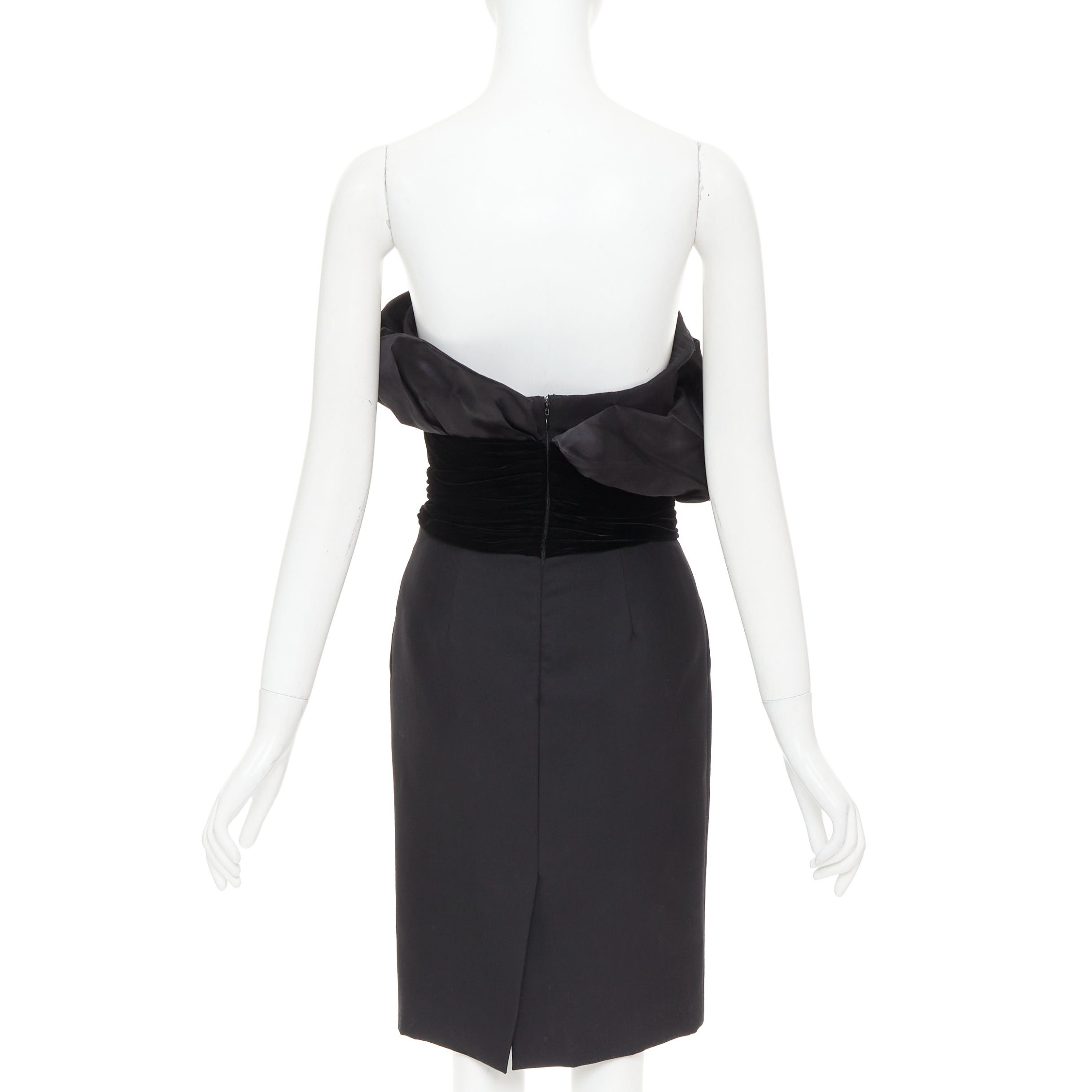Alexandre Vauthier ALEXANDRE VAUTHIER black crystal pave brooch velvet belt satin strapless dress Size S / US 4 / IT 40 - 5 Thumbnail