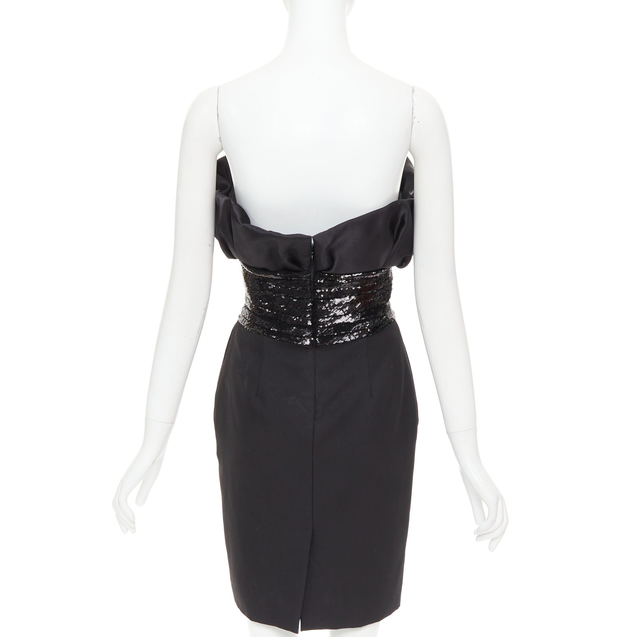 Alexandre Vauthier ALEXANDRE VAUTHIER SS2024 Runway black satin ruched sequin cummerband mini dress Size S / US 4 / IT 40 - 5 Thumbnail