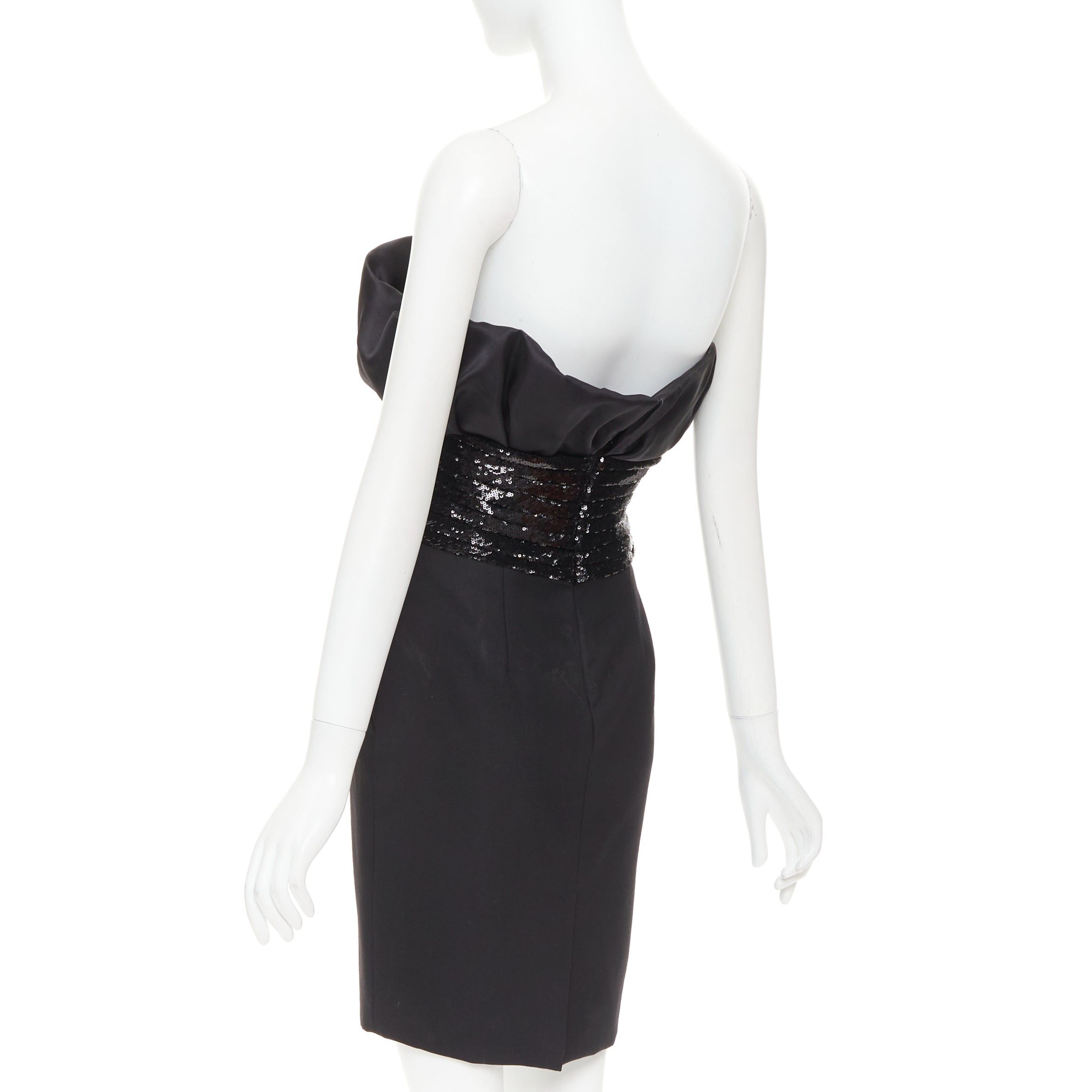Alexandre Vauthier ALEXANDRE VAUTHIER SS2024 Runway black satin ruched sequin cummerband mini dress Size S / US 4 / IT 40 - 6 Thumbnail