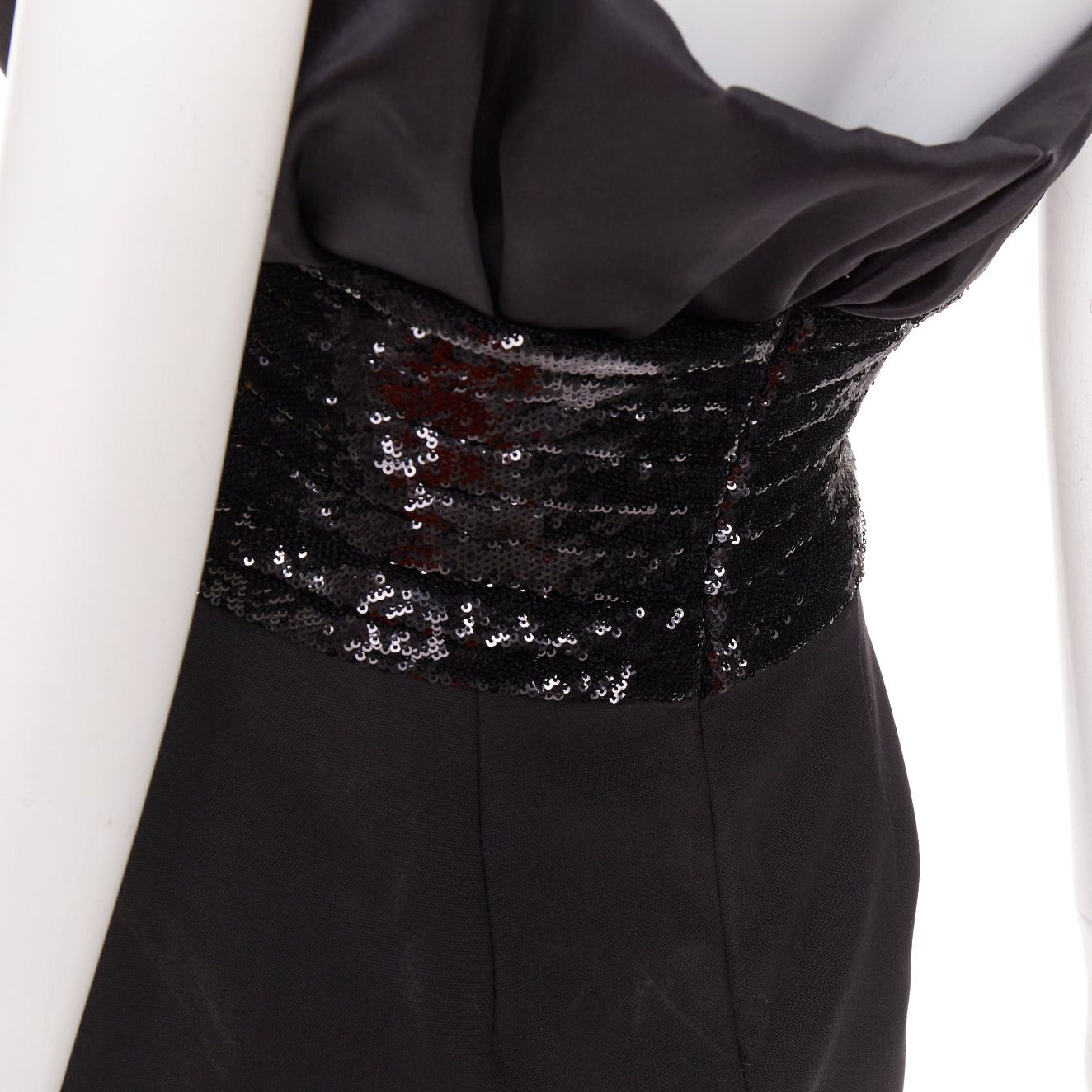Alexandre Vauthier ALEXANDRE VAUTHIER SS2024 Runway black satin ruched sequin cummerband mini dress Size S / US 4 / IT 40 - 7 Thumbnail