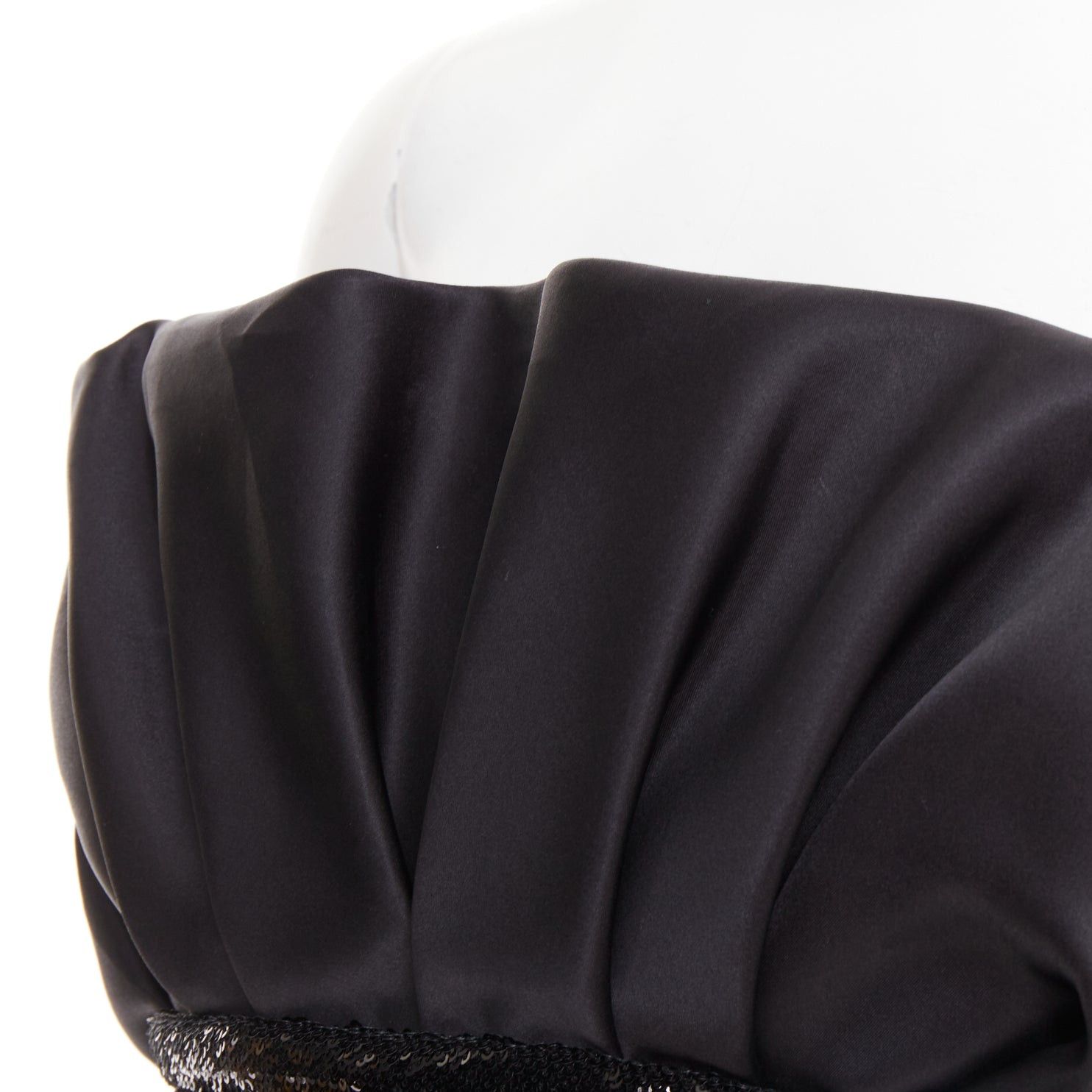 Alexandre Vauthier ALEXANDRE VAUTHIER SS2024 Runway black satin ruched sequin cummerband mini dress Size S / US 4 / IT 40 - 8 Thumbnail