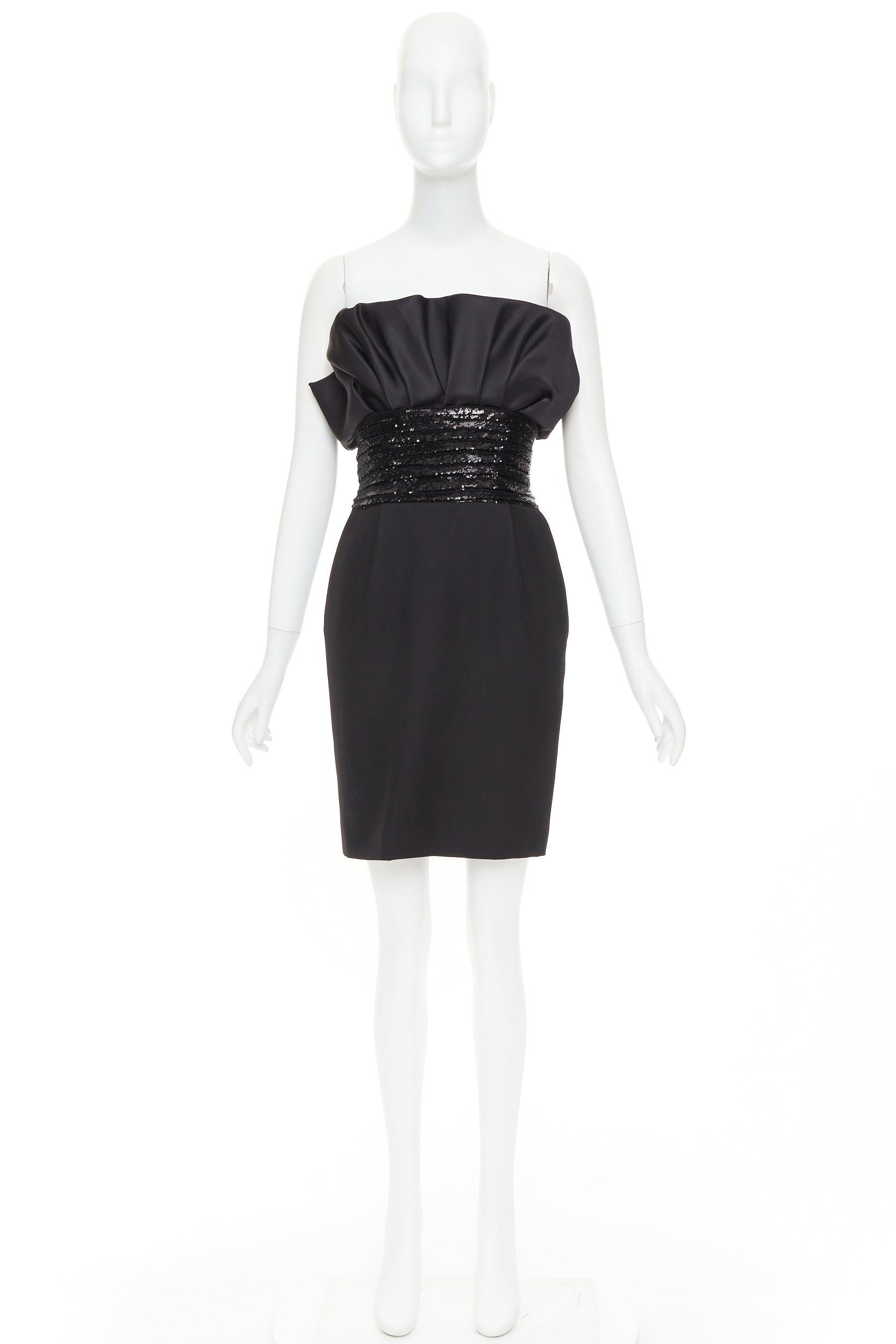 Alexandre Vauthier ALEXANDRE VAUTHIER SS2024 Runway black satin ruched sequin cummerband mini dress Size S / US 4 / IT 40 - 11 Thumbnail