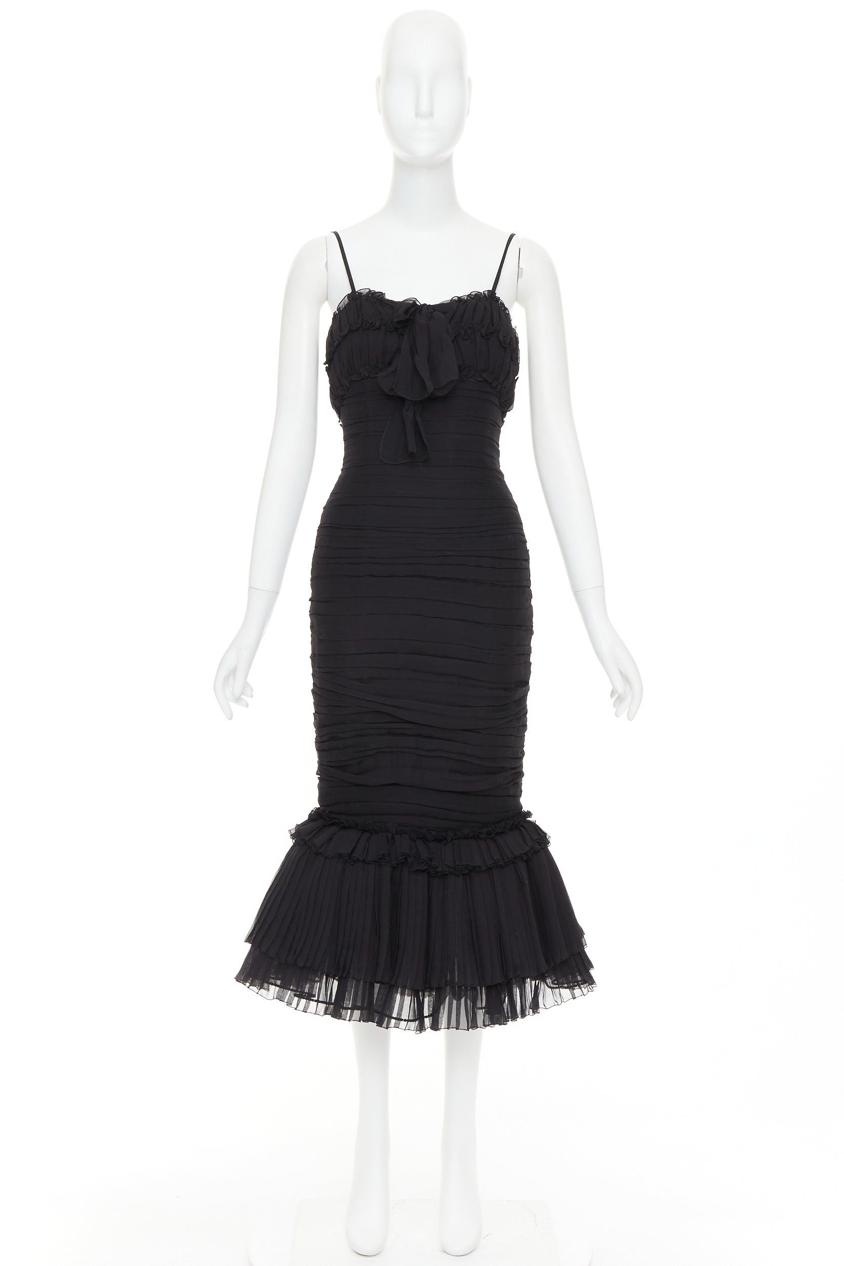 Alexandre Vauthier ALEXANDRE VAUTHIER COUTURE black chiffon ruched tulle flared crystal skirt dress Size S / US 4 / IT 40 - 12 Thumbnail