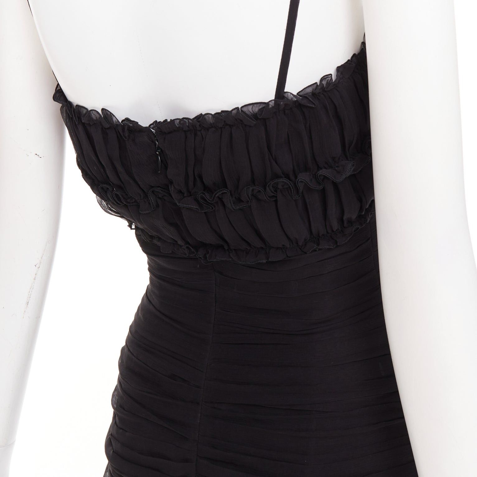 Alexandre Vauthier ALEXANDRE VAUTHIER COUTURE black chiffon ruched tulle flared crystal skirt dress Size S / US 4 / IT 40 - 9 Thumbnail