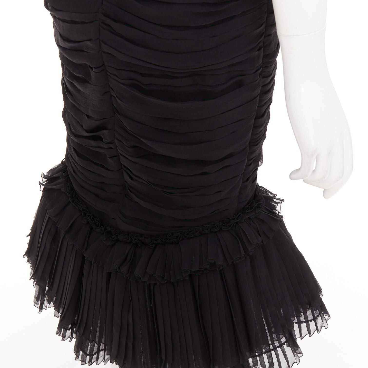 Alexandre Vauthier ALEXANDRE VAUTHIER COUTURE black chiffon ruched tulle flared crystal skirt dress Size S / US 4 / IT 40 - 10 Thumbnail
