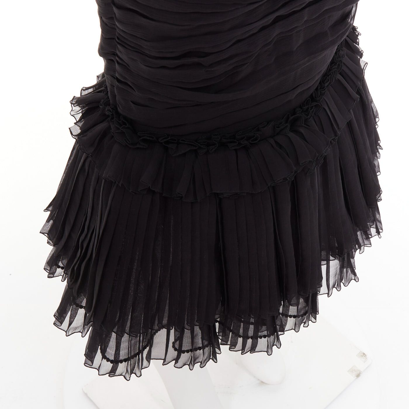 Alexandre Vauthier ALEXANDRE VAUTHIER COUTURE black chiffon ruched tulle flared crystal skirt dress Size S / US 4 / IT 40 - 7 Thumbnail