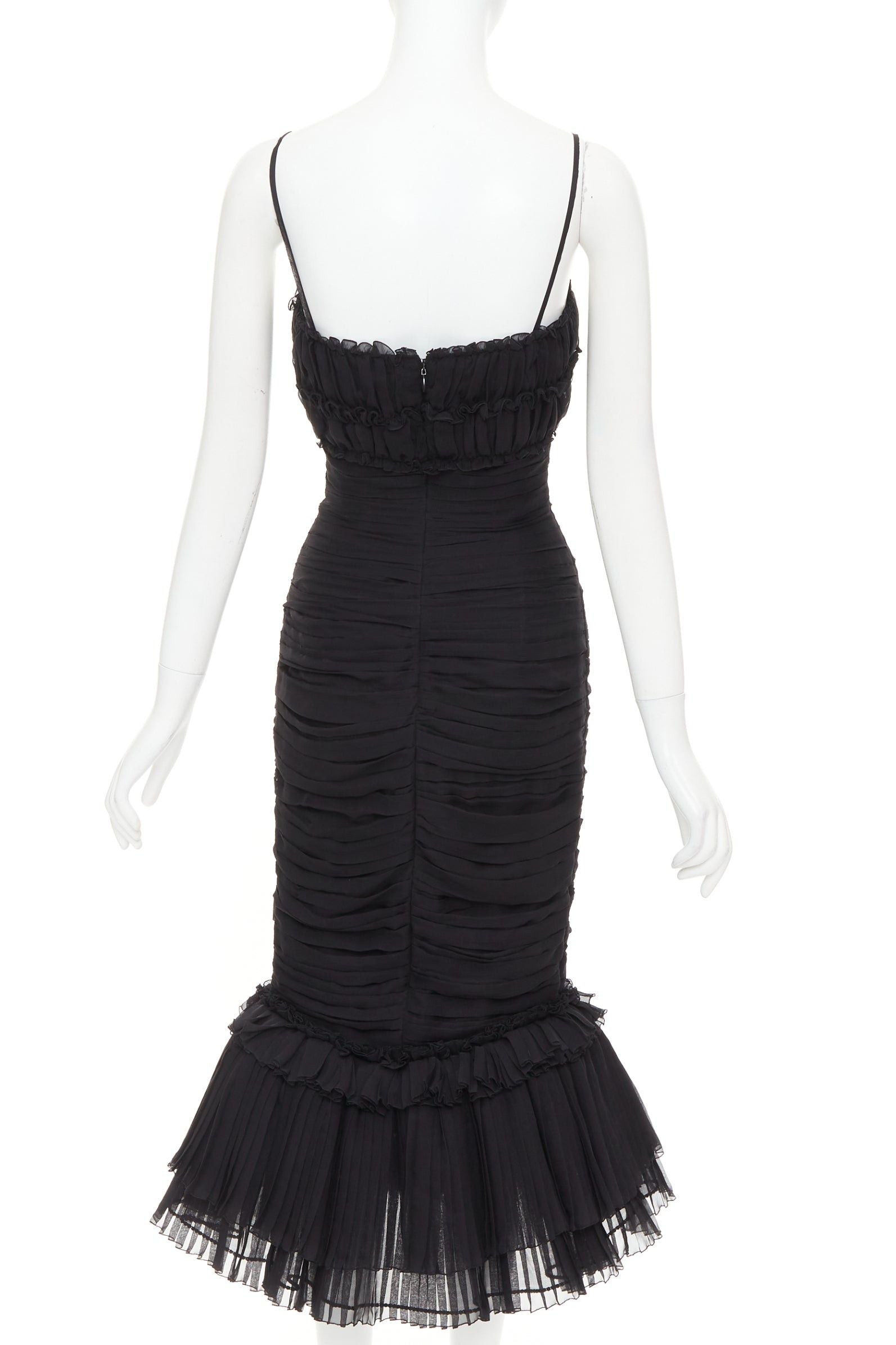 Alexandre Vauthier ALEXANDRE VAUTHIER COUTURE black chiffon ruched tulle flared crystal skirt dress Size S / US 4 / IT 40 - 5 Thumbnail