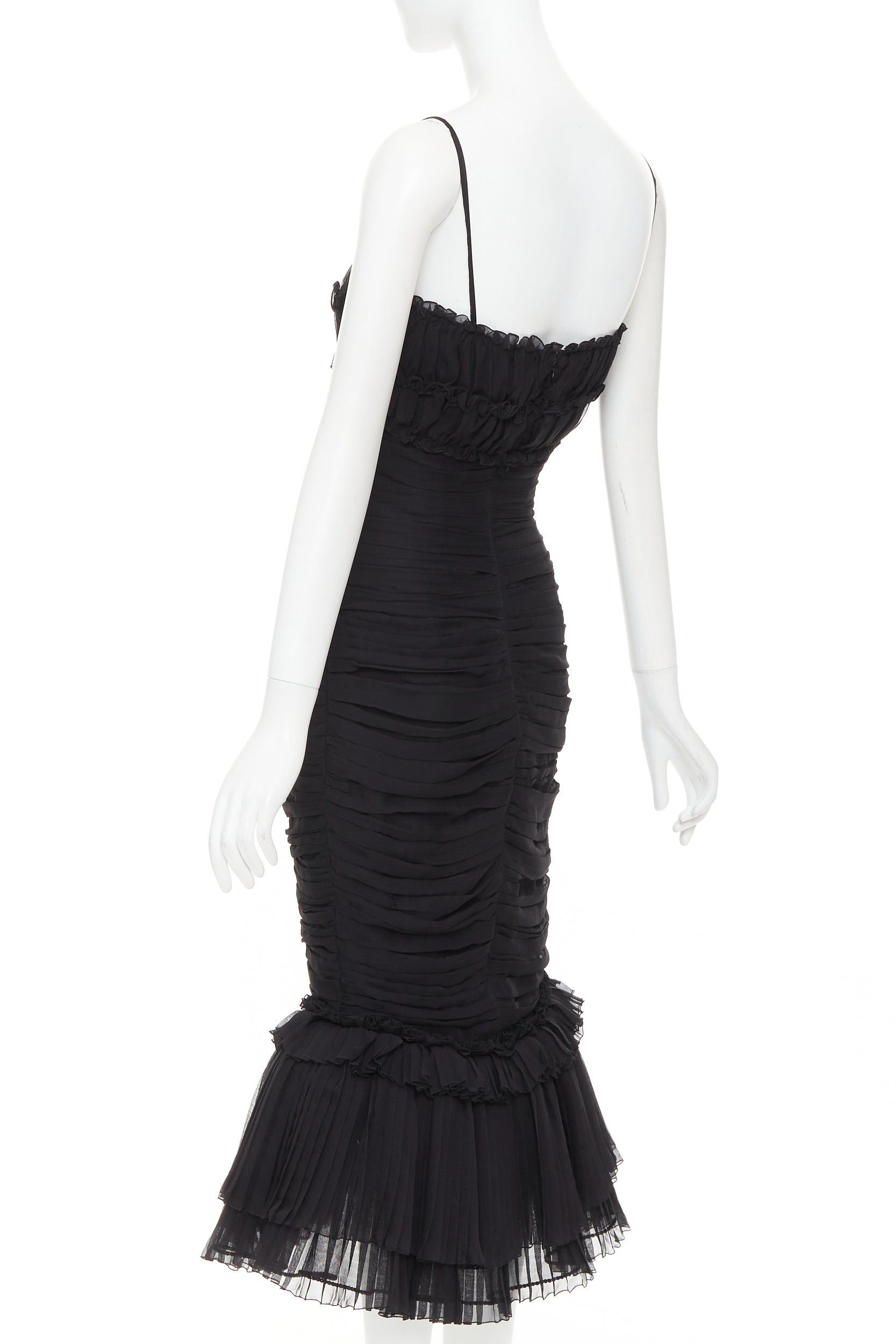 Alexandre Vauthier ALEXANDRE VAUTHIER COUTURE black chiffon ruched tulle flared crystal skirt dress Size S / US 4 / IT 40 - 6 Thumbnail