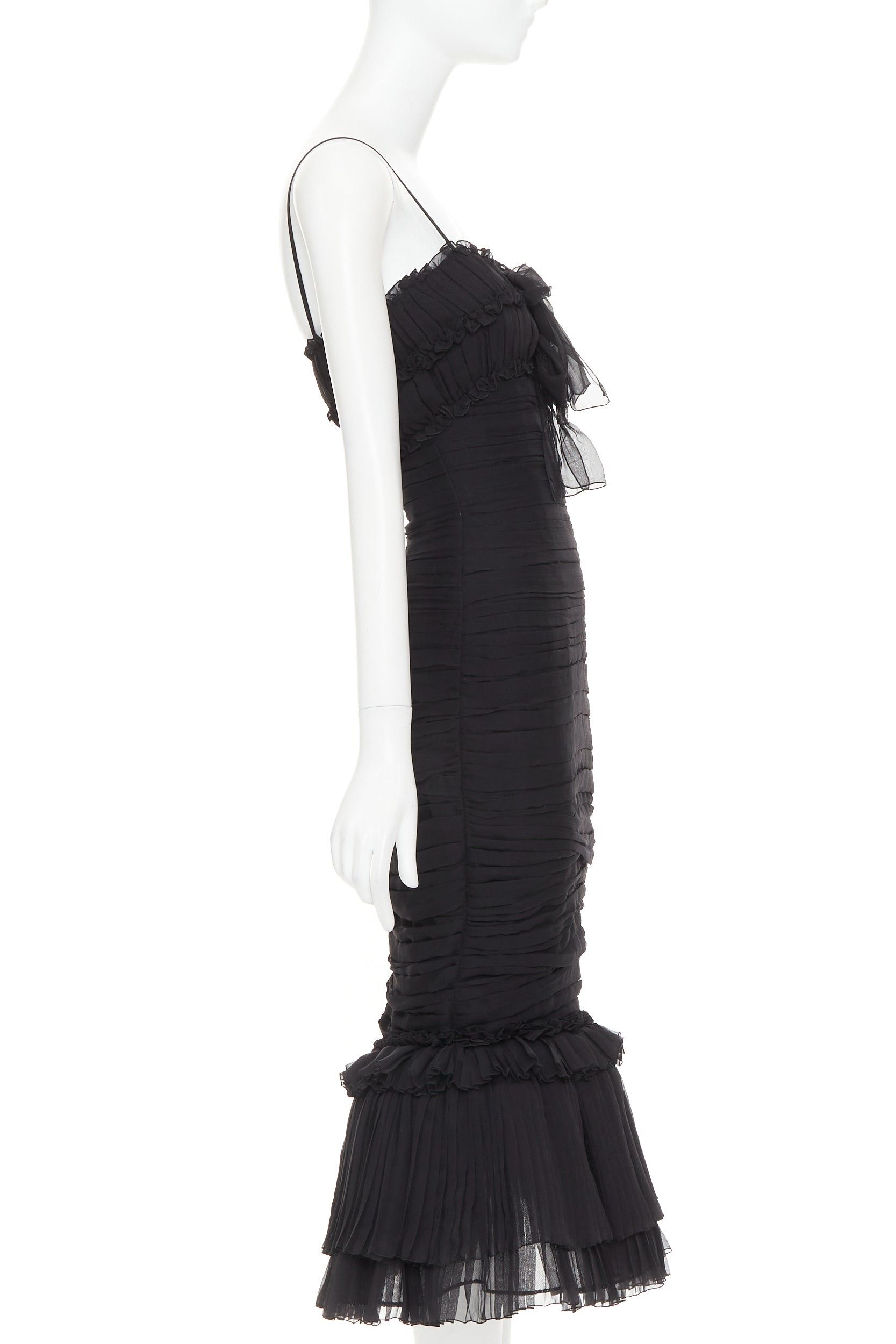 Alexandre Vauthier ALEXANDRE VAUTHIER COUTURE black chiffon ruched tulle flared crystal skirt dress Size S / US 4 / IT 40 - 4 Thumbnail