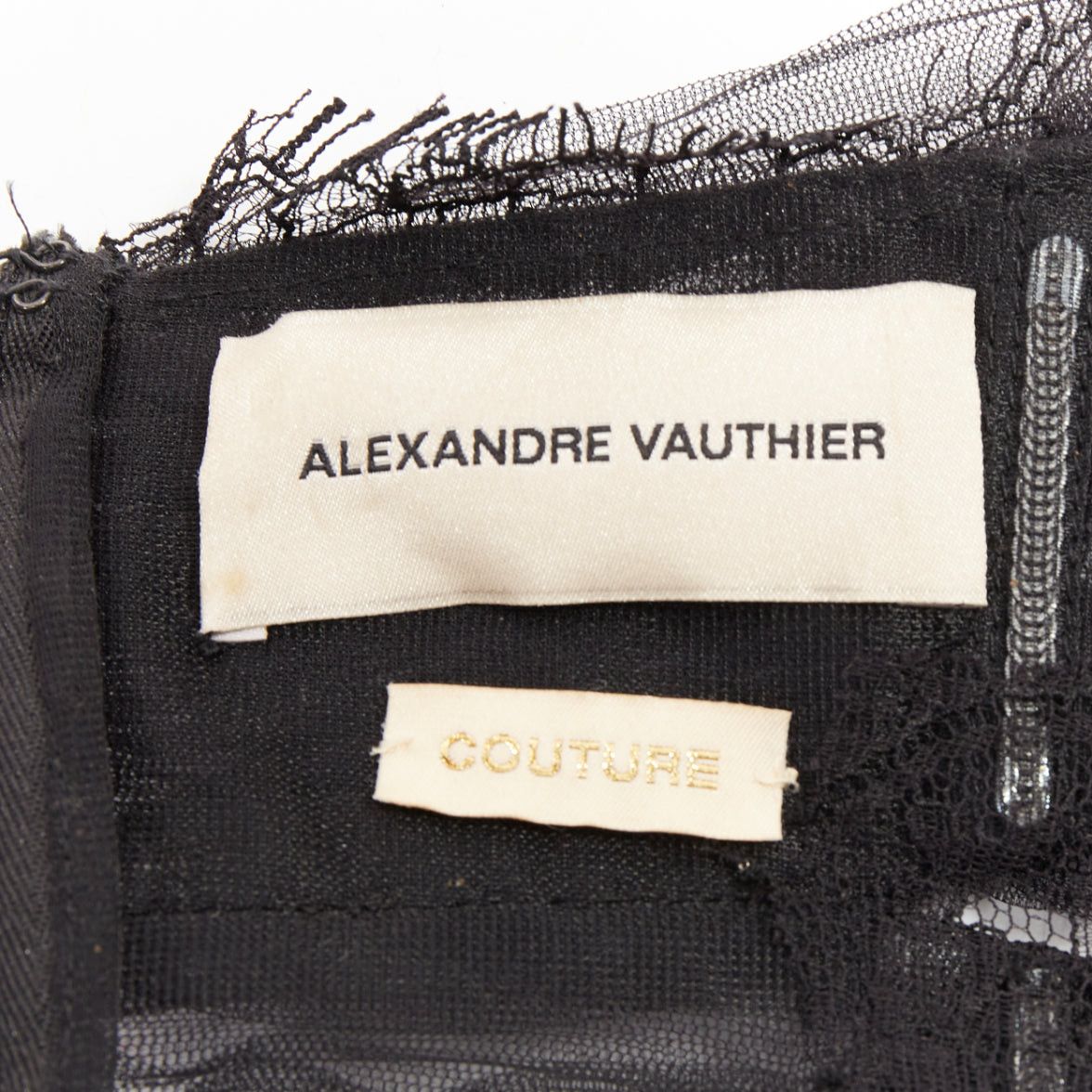 Alexandre Vauthier rare ALEXANDRE VAUTHIER COUTURE AW2022 Runway Lognon black pleated tulle lace ruffle mini dress Size S / US 4 / IT 40 - 10 Thumbnail