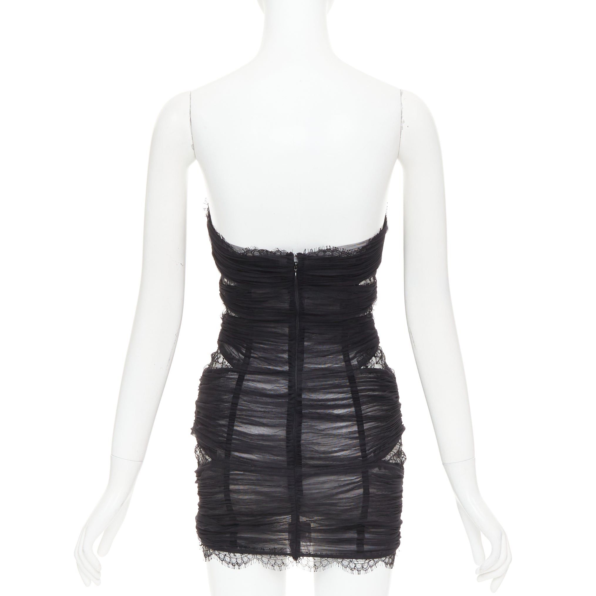 Alexandre Vauthier rare ALEXANDRE VAUTHIER COUTURE AW2022 Runway Lognon black pleated tulle lace ruffle mini dress Size S / US 4 / IT 40 - 5 Thumbnail