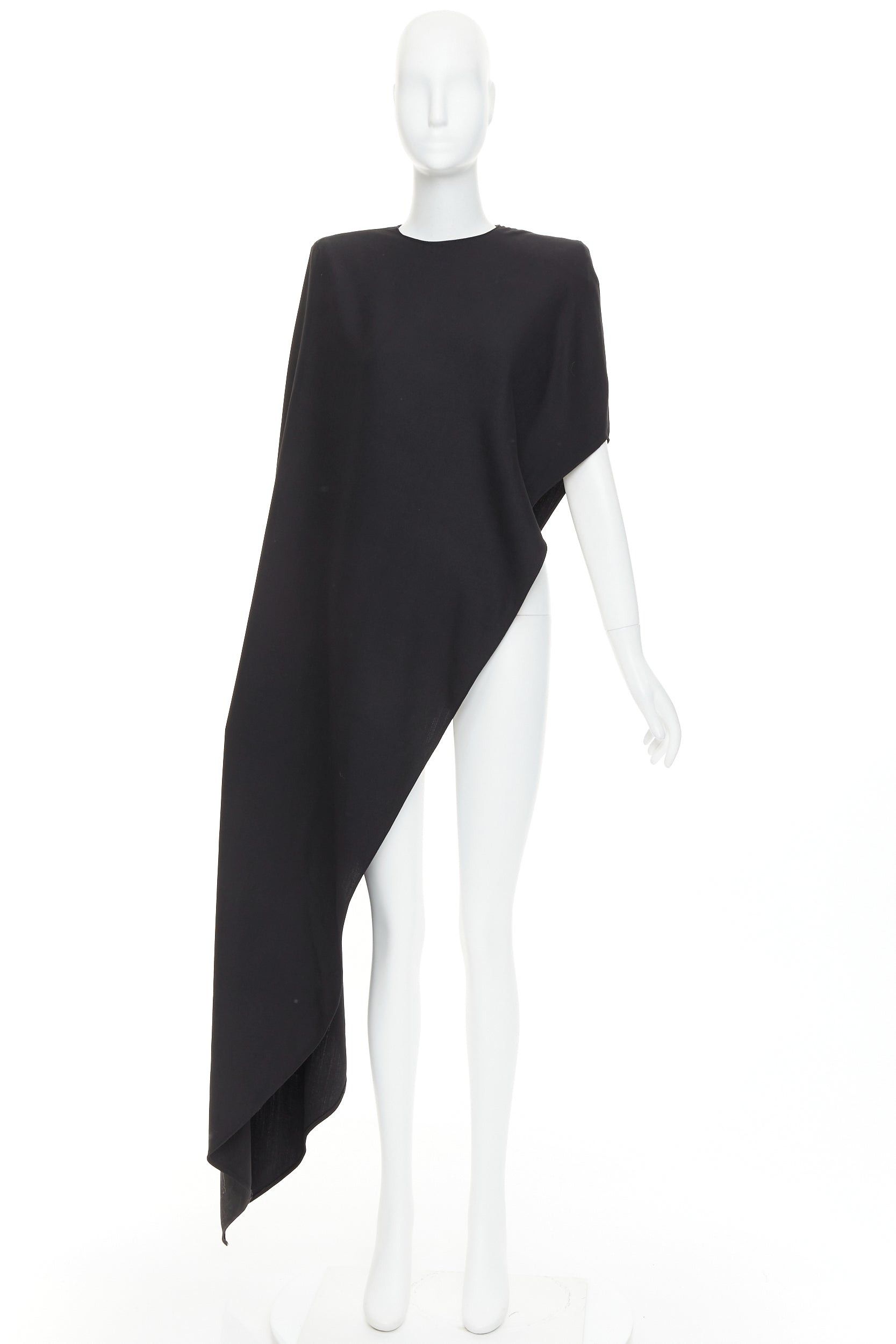 Alexandre Vauthier ALEXANDRE VAUTHIER COUTURE AW2023 Runway black crepe power shoulder asymmetric drape top Size S / US 4 / IT 40 - 10 Thumbnail