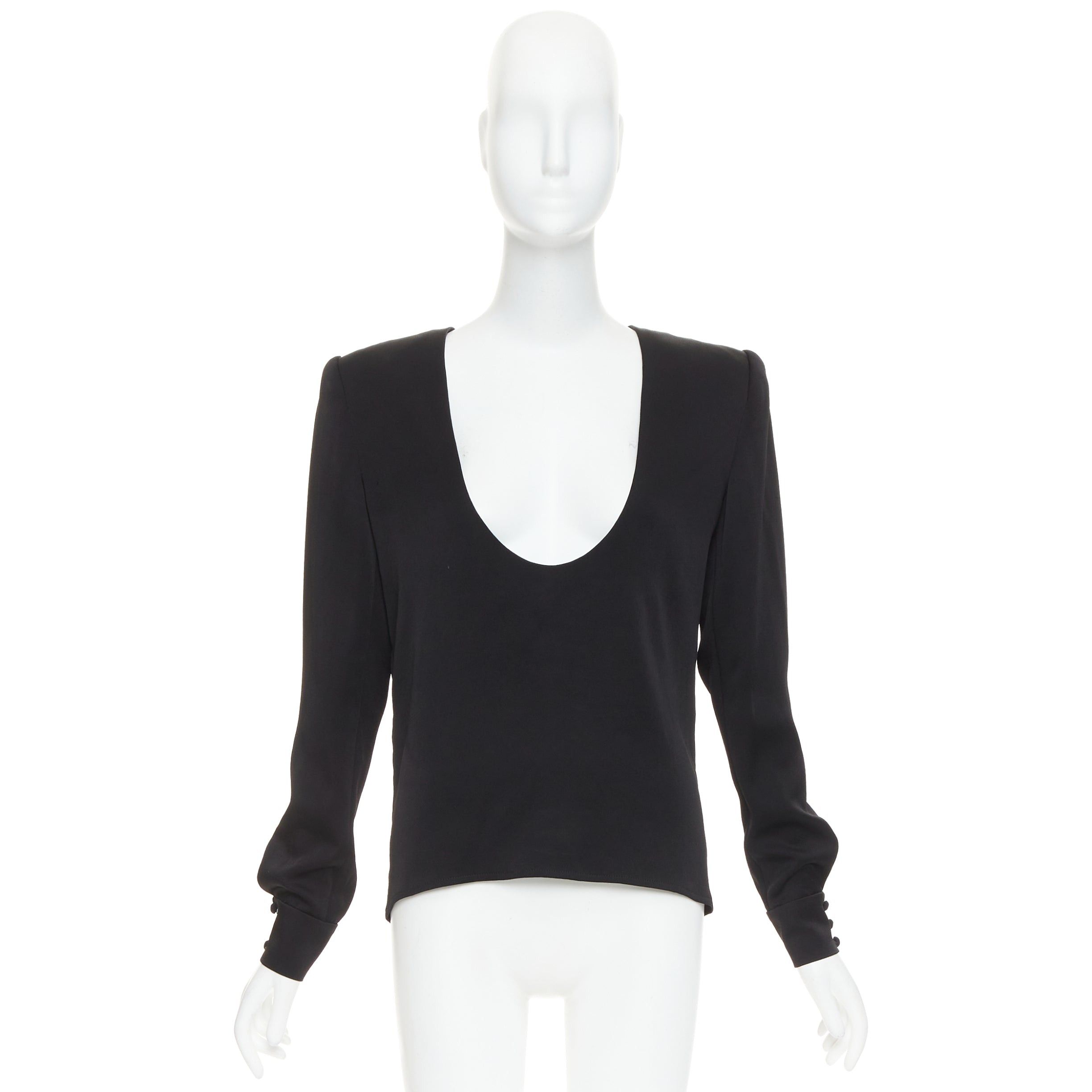 Alexandre Vauthier ALEXANDRE VAUTHIER COUTURE black padded shoulder scoop neck long sleeve top Size S / US 4 / IT 40 - 9 Thumbnail