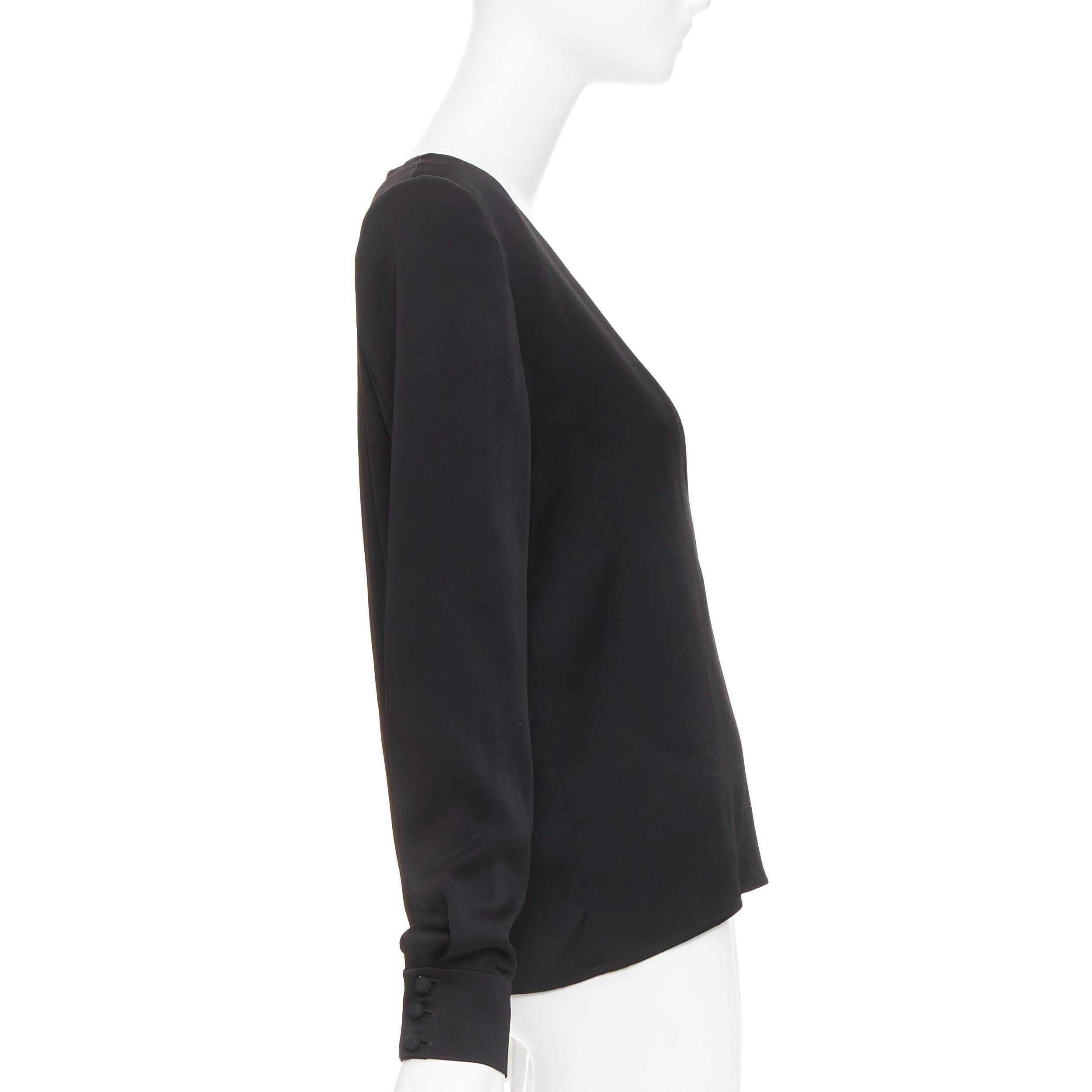 Alexandre Vauthier ALEXANDRE VAUTHIER COUTURE black padded shoulder scoop neck long sleeve top Size S / US 4 / IT 40 - 4 Thumbnail