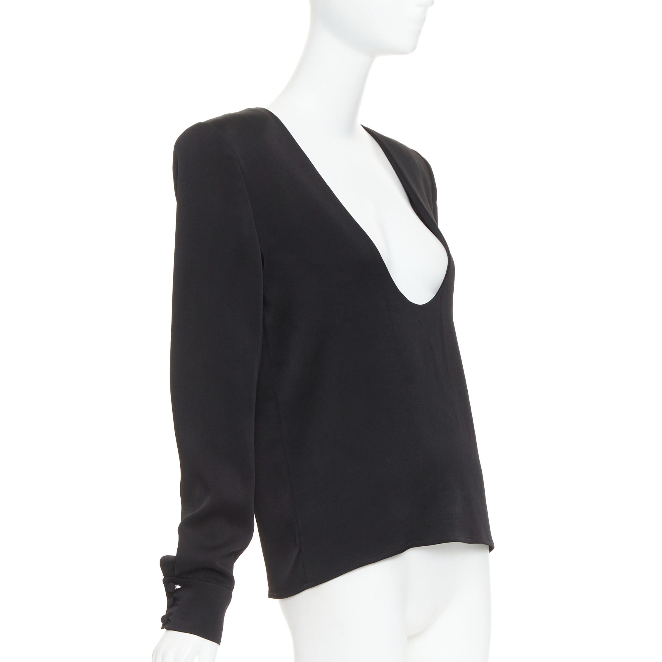 Alexandre Vauthier ALEXANDRE VAUTHIER COUTURE black padded shoulder scoop neck long sleeve top Size S / US 4 / IT 40 - 3 Thumbnail