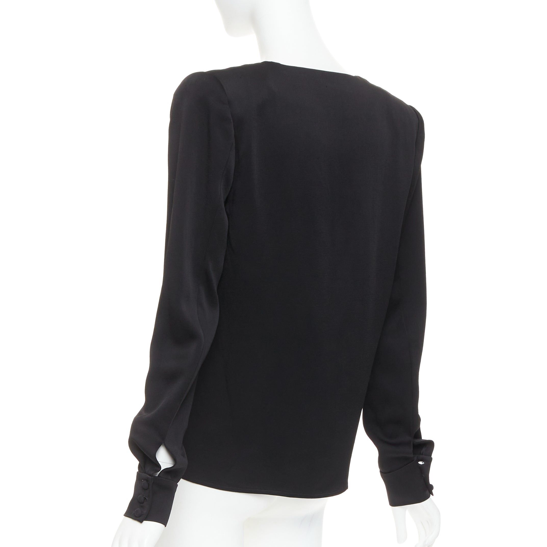 Alexandre Vauthier ALEXANDRE VAUTHIER COUTURE black padded shoulder scoop neck long sleeve top Size S / US 4 / IT 40 - 6 Thumbnail