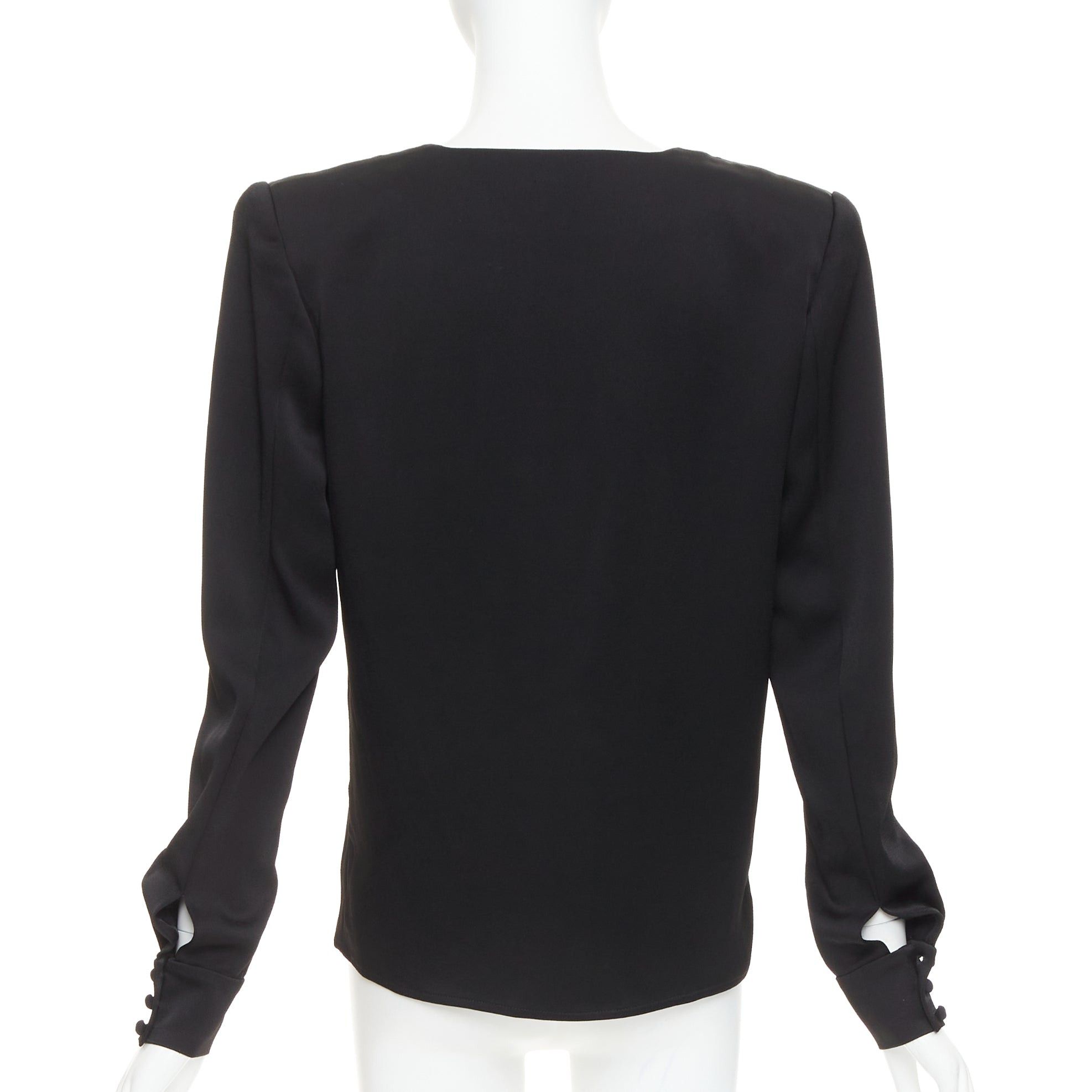 Alexandre Vauthier ALEXANDRE VAUTHIER COUTURE black padded shoulder scoop neck long sleeve top Size S / US 4 / IT 40 - 5 Thumbnail