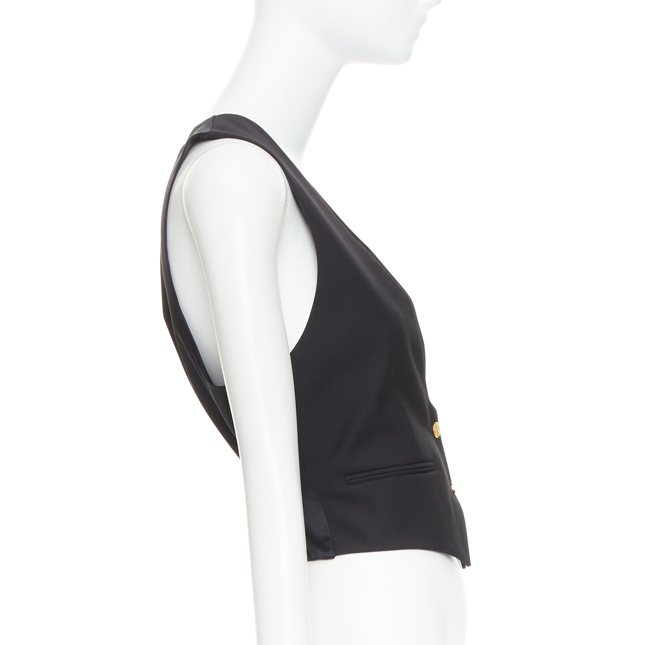 Alexandre Vauthier ALEXANDRE VAUTHIER COUTURE Runway black gold logo buttons plunge neck waistcoat vest Size S / US 4 / IT 40 - 4 Thumbnail