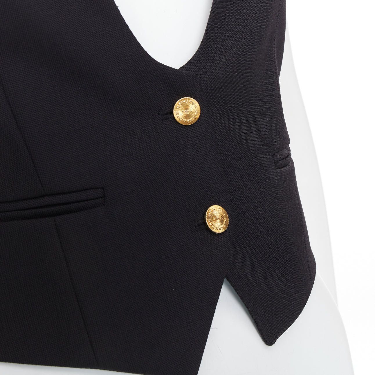 Alexandre Vauthier ALEXANDRE VAUTHIER COUTURE Runway black gold logo buttons plunge neck waistcoat vest Size S / US 4 / IT 40 - 2 Thumbnail
