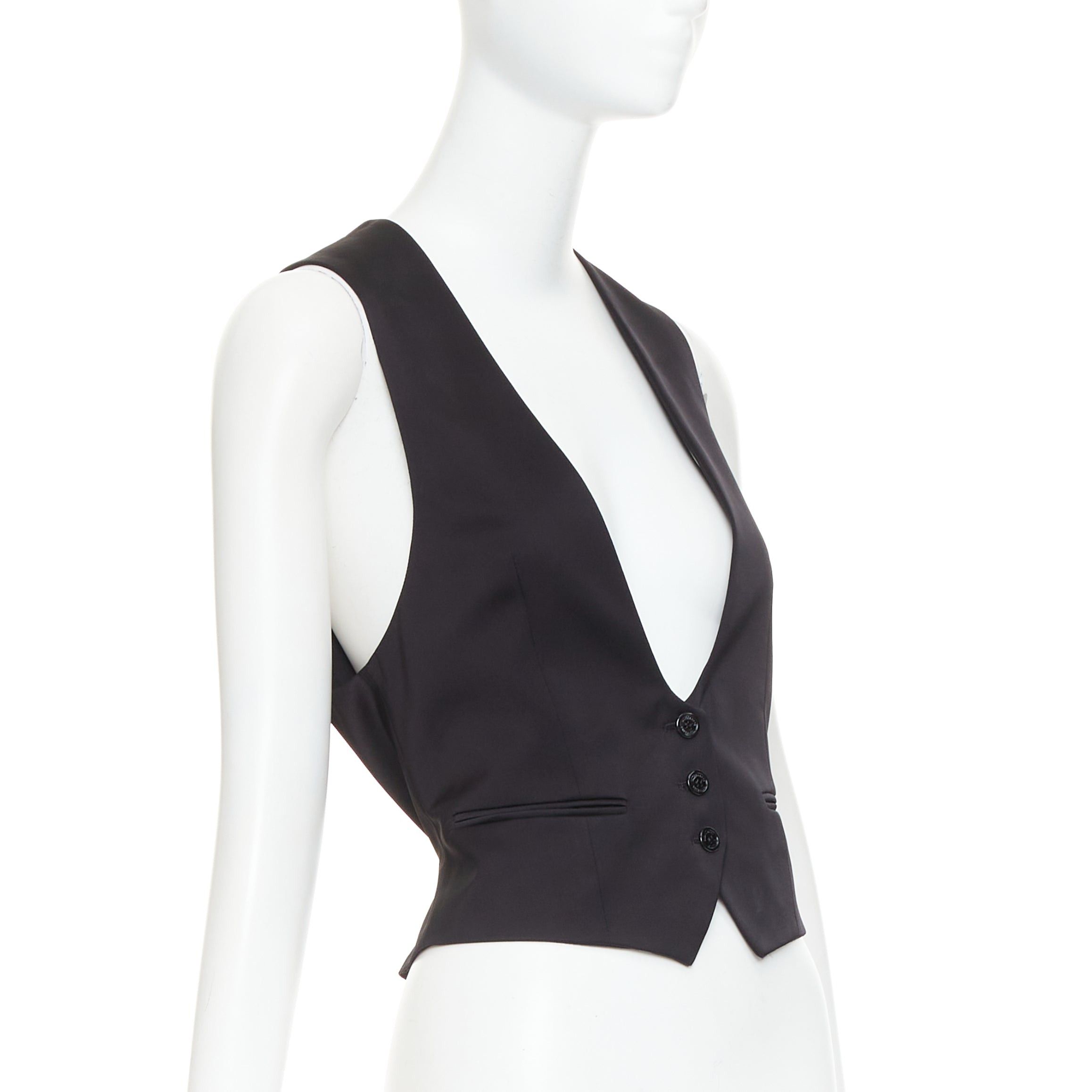 Alexandre Vauthier ALEXANDRE VAUTHIER Runway black silky 3 buttons slit pocket waist coat vest Size S / US 4 / IT 40 - 3 Thumbnail
