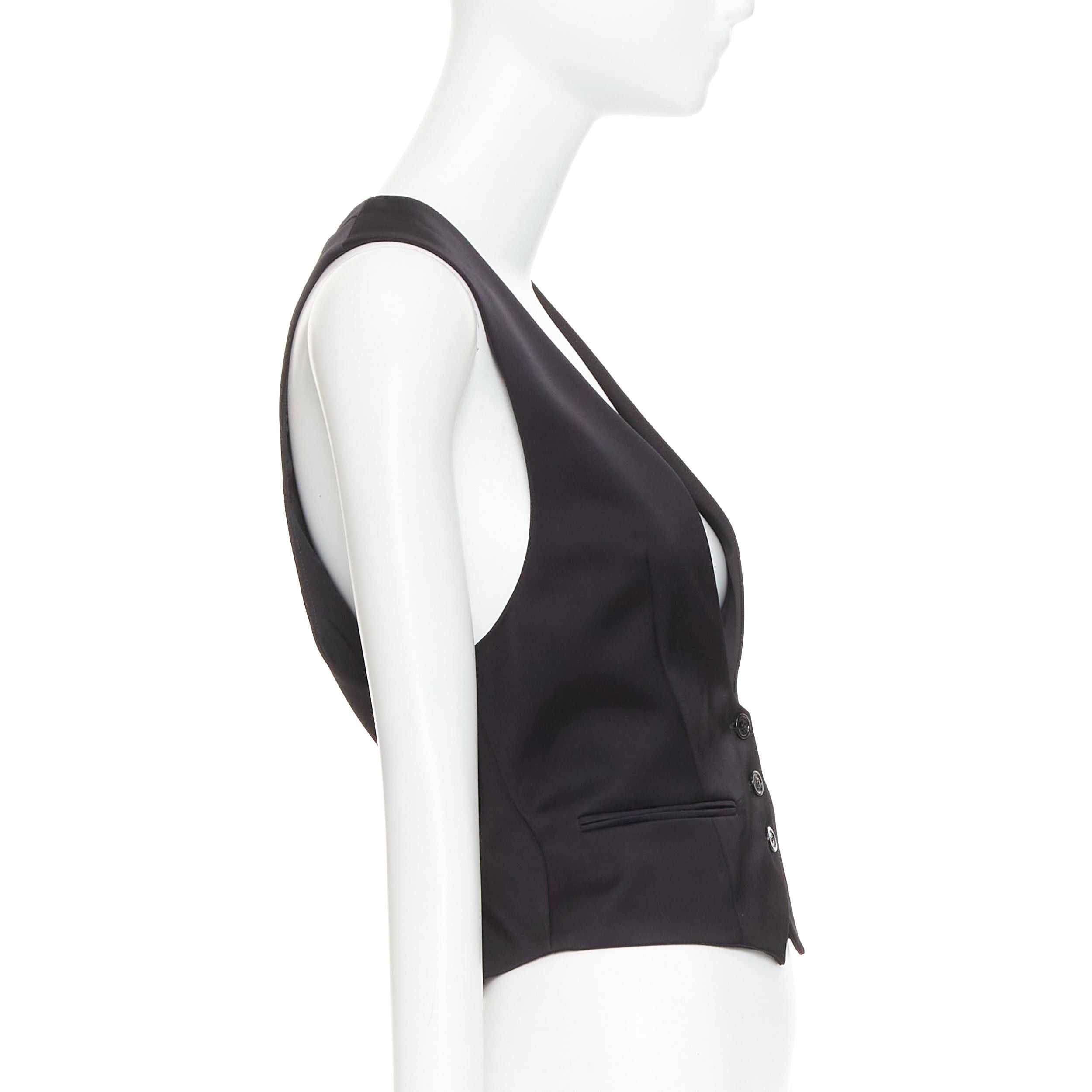 Alexandre Vauthier ALEXANDRE VAUTHIER Runway black silky 3 buttons slit pocket waist coat vest Size S / US 4 / IT 40 - 4 Thumbnail