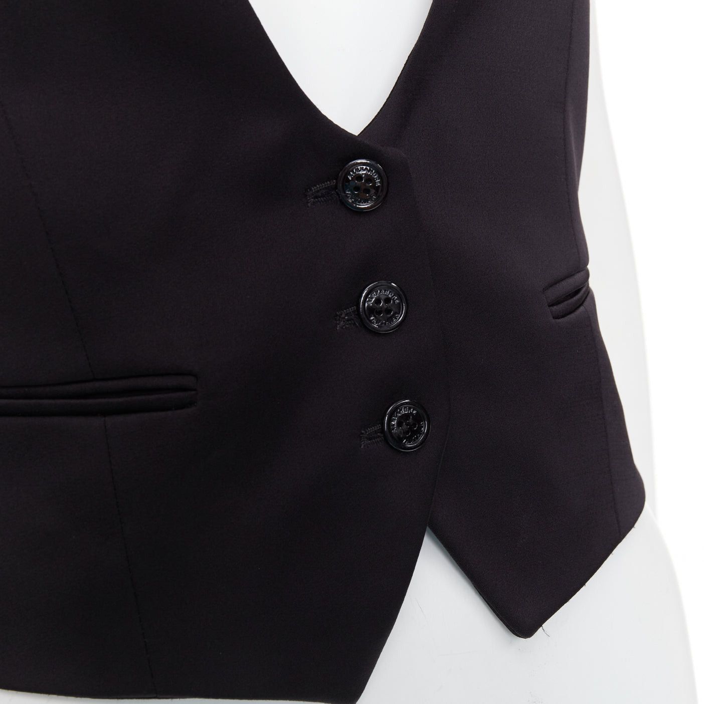 Alexandre Vauthier ALEXANDRE VAUTHIER Runway black silky 3 buttons slit pocket waist coat vest Size S / US 4 / IT 40 - 2 Thumbnail