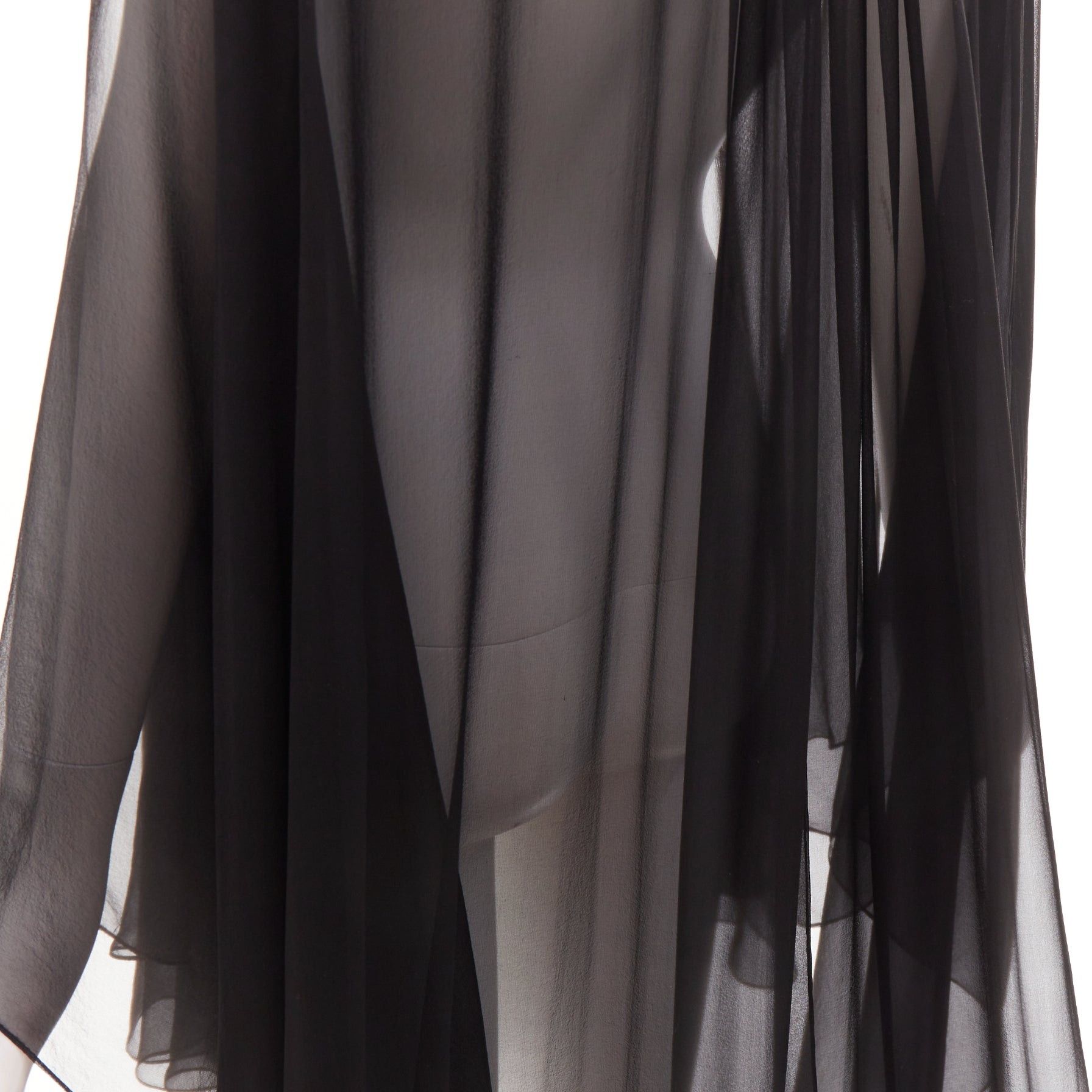 Alexandre Vauthier ALEXANDRE VAUTHIER COUTURE black sheer flowey cape style sleeves asymmetric high low cape kaftan top Size S / US 4 / IT 40 - 7 Thumbnail