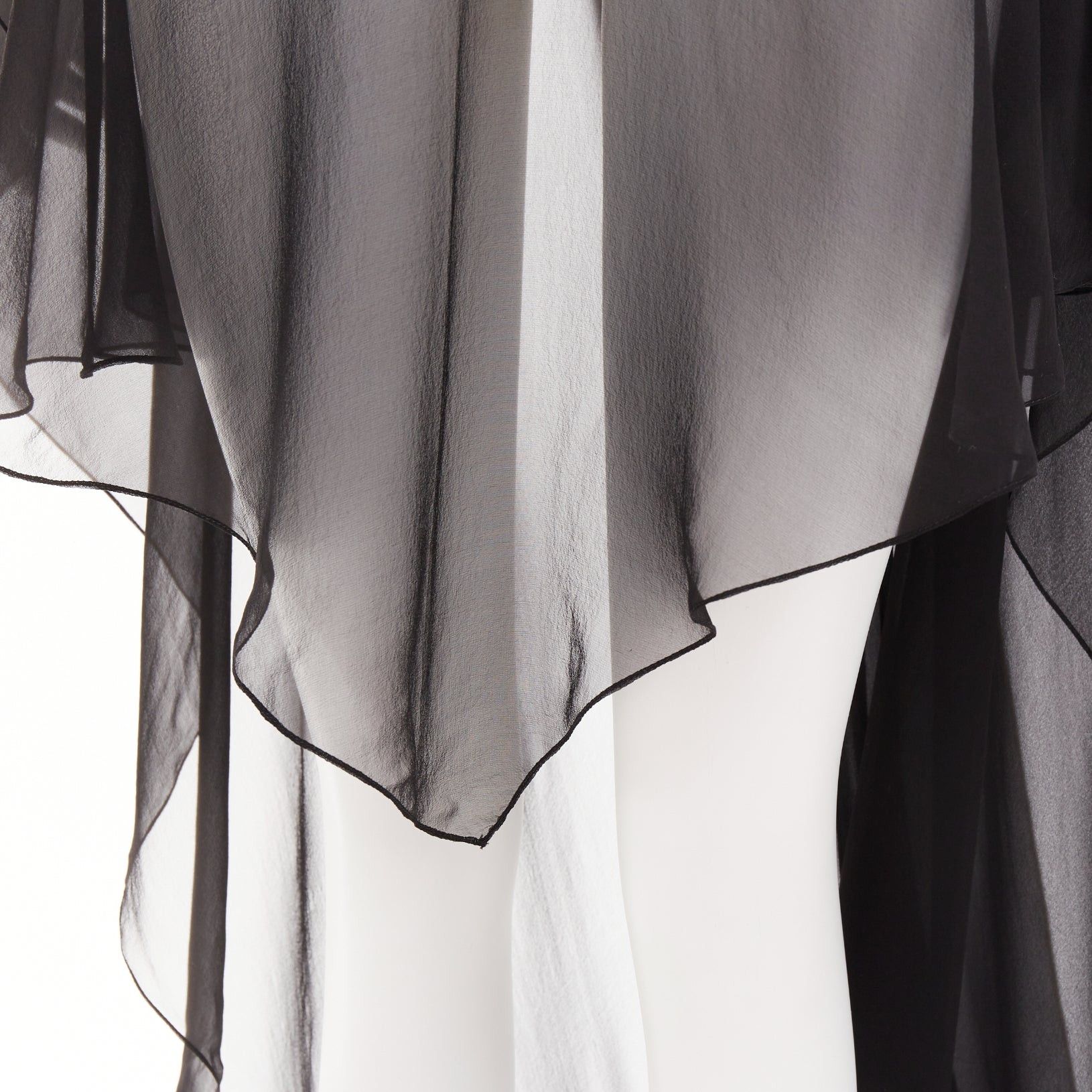 Alexandre Vauthier ALEXANDRE VAUTHIER COUTURE black sheer flowey cape style sleeves asymmetric high low cape kaftan top Size S / US 4 / IT 40 - 10 Thumbnail