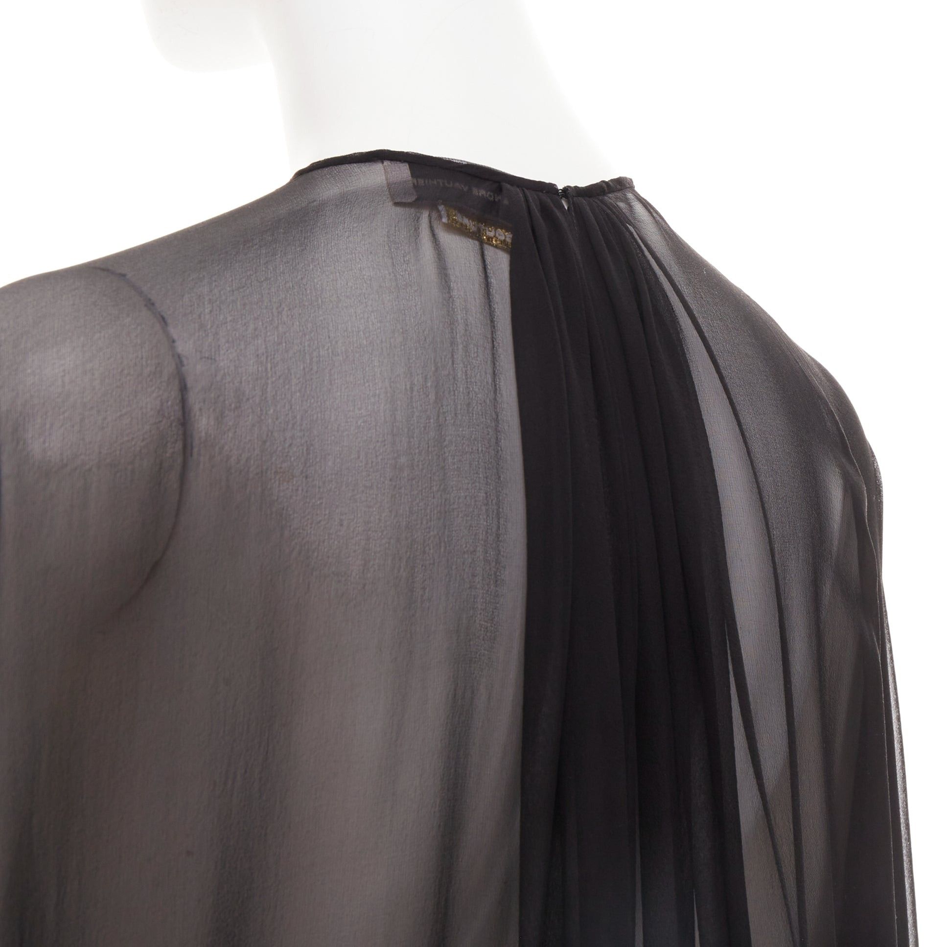 Alexandre Vauthier ALEXANDRE VAUTHIER COUTURE black sheer flowey cape style sleeves asymmetric high low cape kaftan top Size S / US 4 / IT 40 - 6 Thumbnail