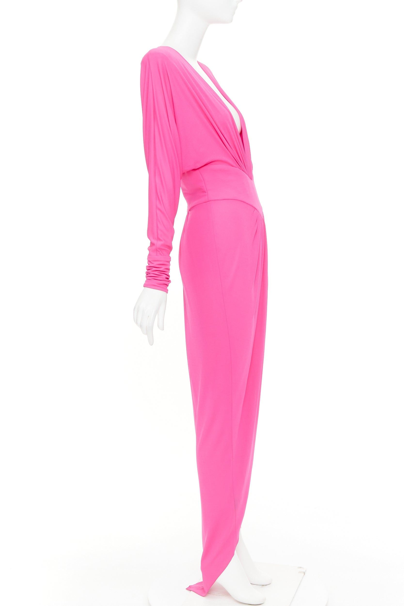 Alexandre Vauthier ALEXANDRE VAUTHIER pink viscose Power shoulder plunge drape dress FE36 Size S / US 4 / IT 40 - 4 Thumbnail